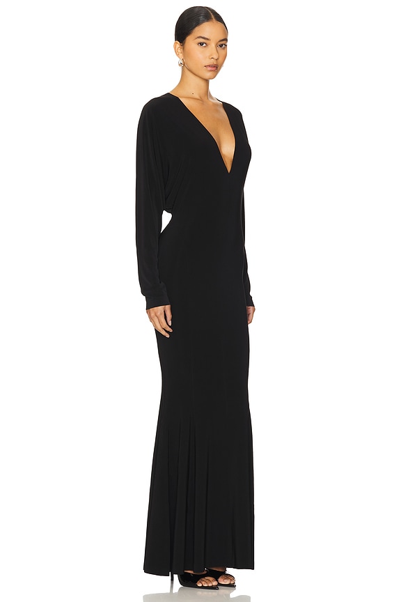 Norma Kamali Dolman V Neck Fishtail Gown