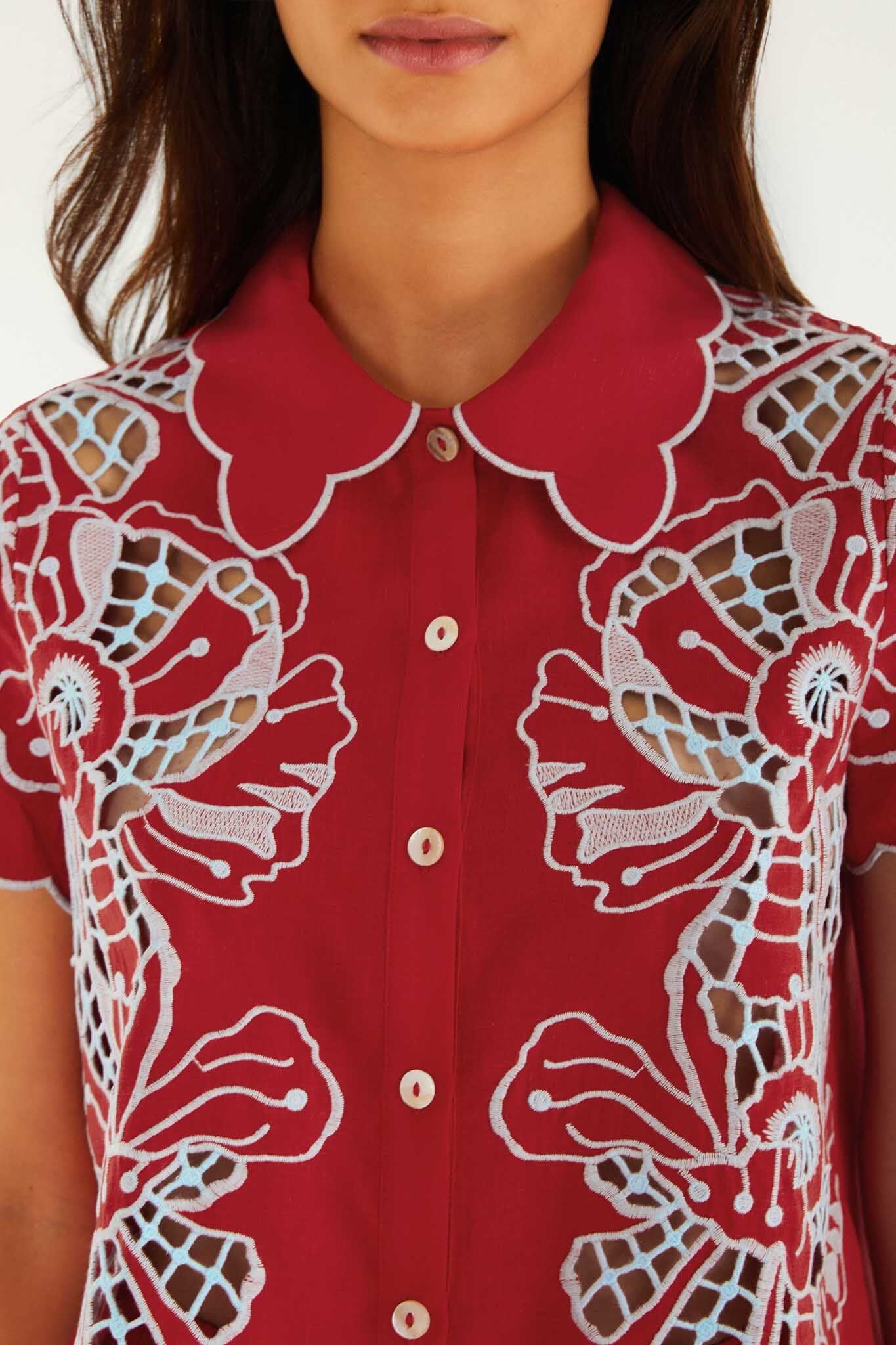 Blouse With Embroidery And Buttons