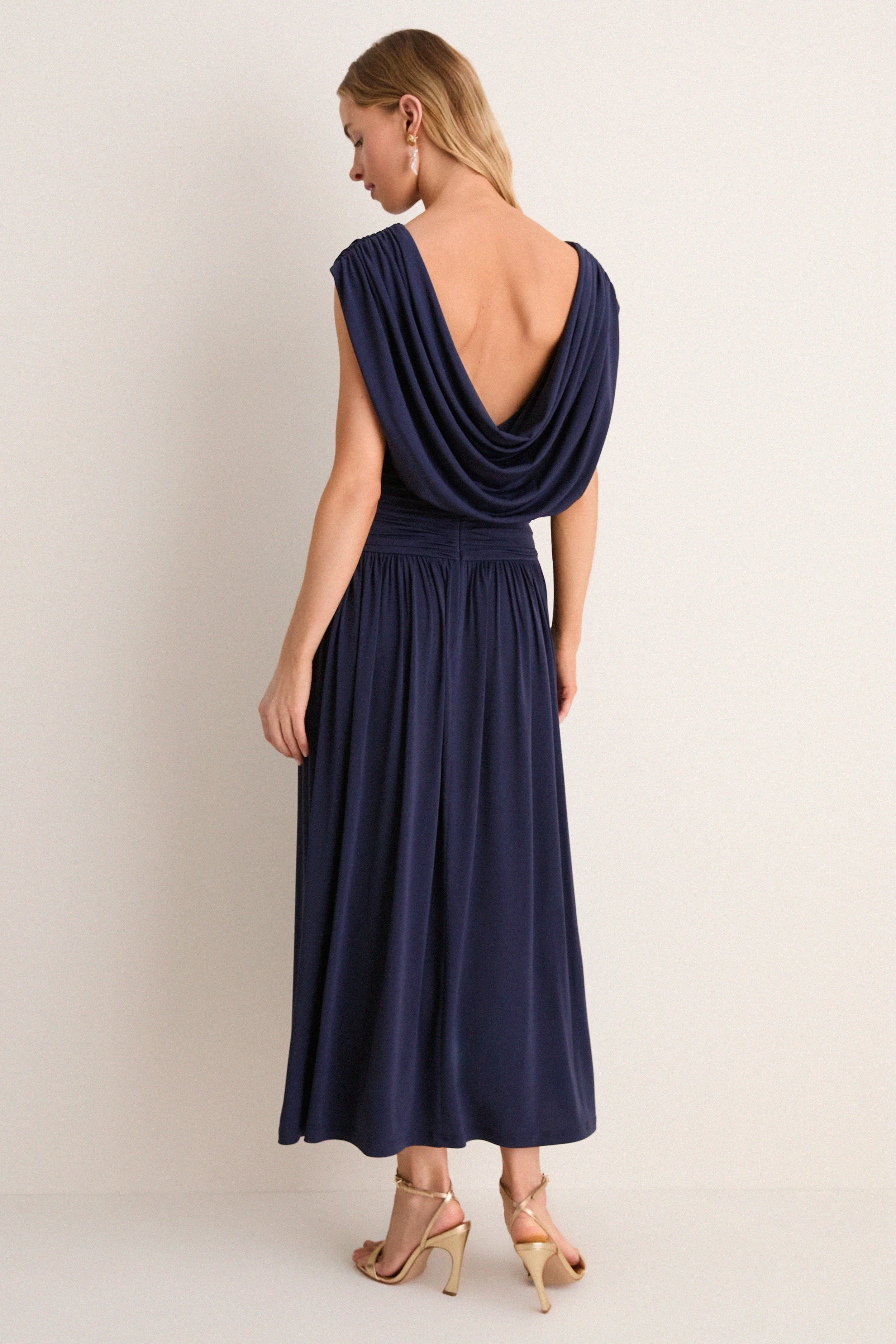 Navy Crepe Jersey Luciana Dress
