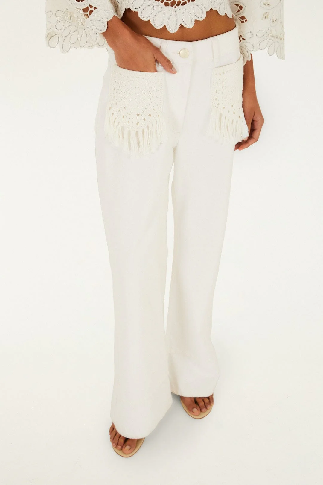 Twill Fringe Pocket Pants