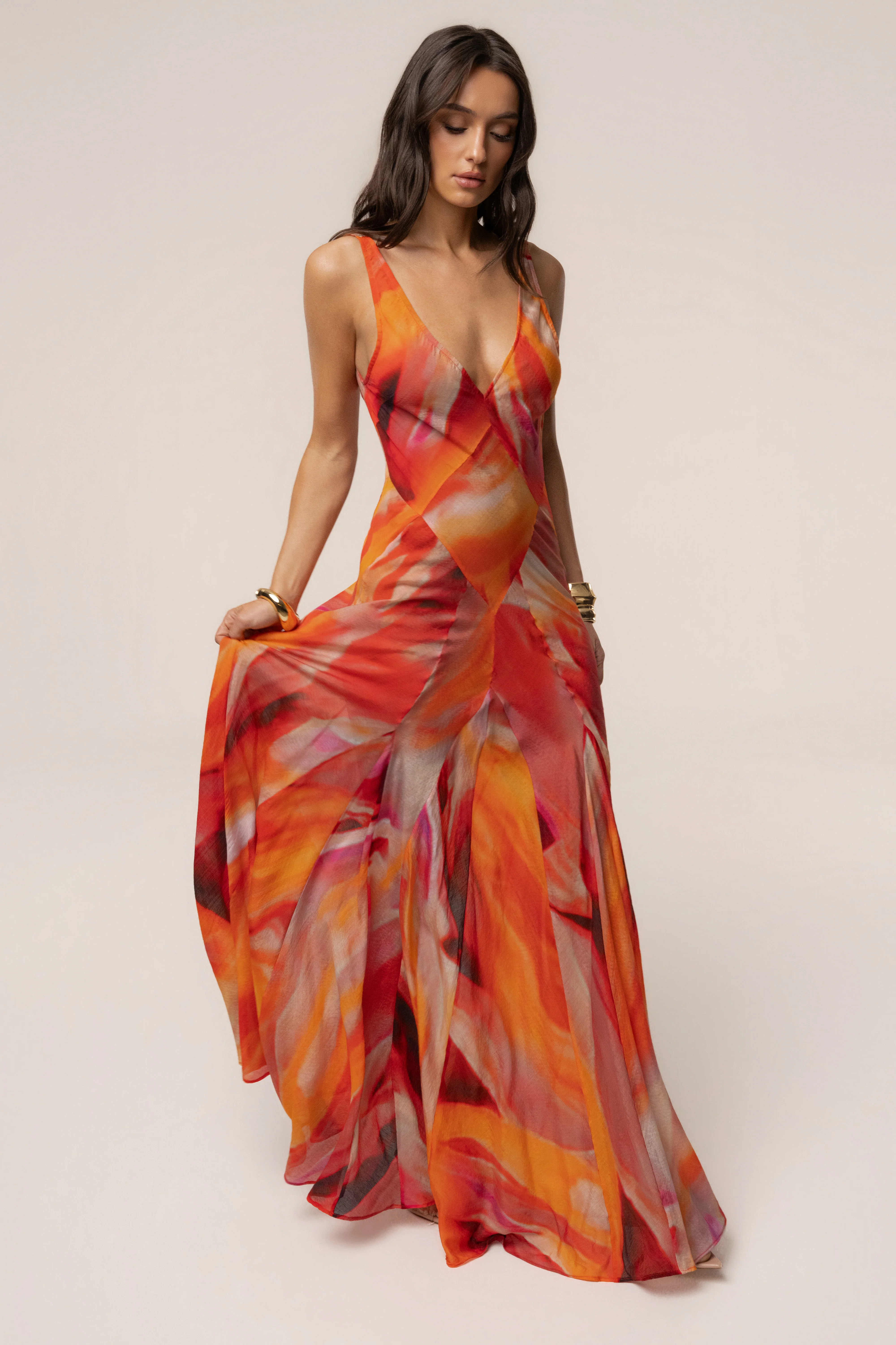 Red Prism Tide Maxi Dress