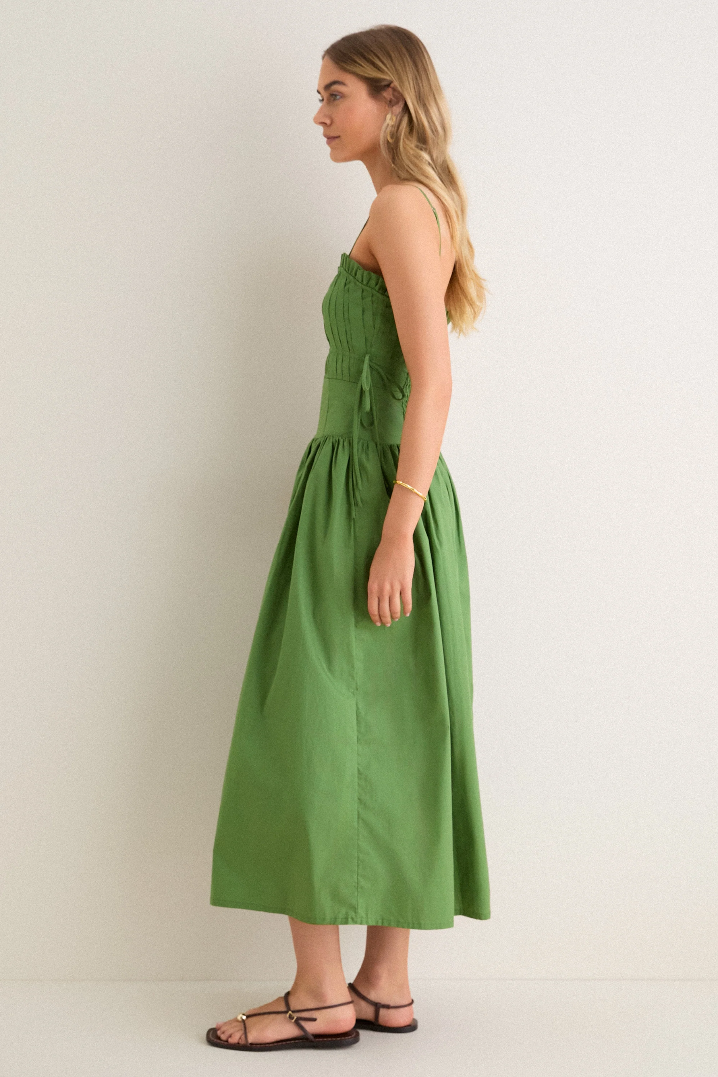 Green Tie Midi Dress