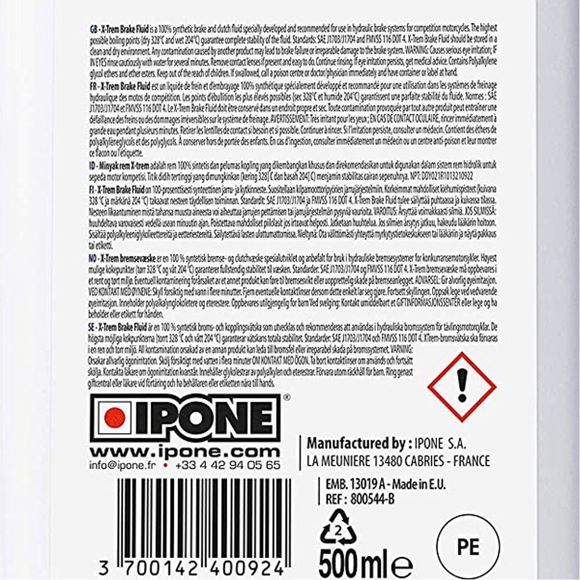 Liquide de frein Ipone X-TREM BRAKE FLUID 500 ML UniverselRef : IP0108 / 800544
