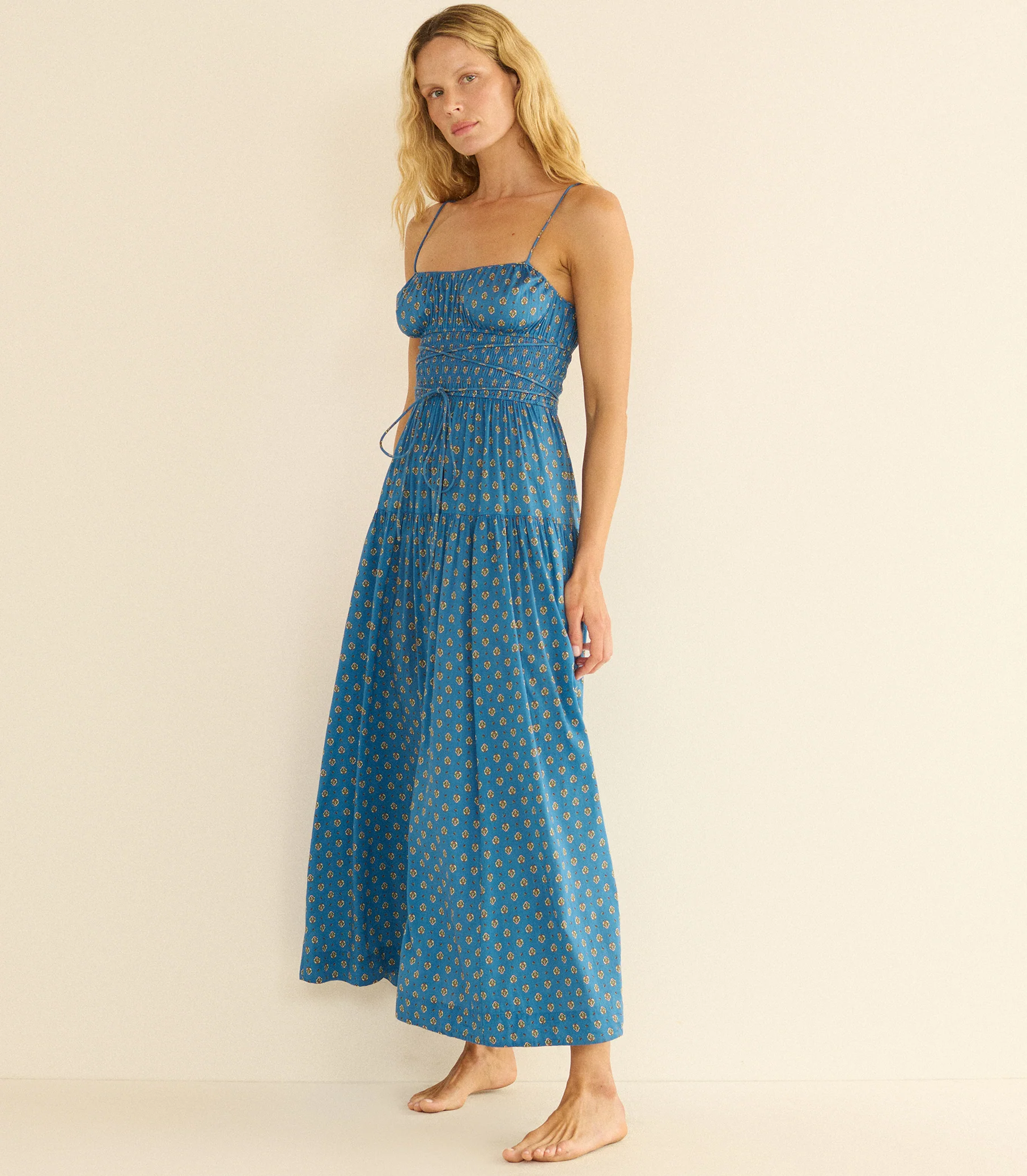 Safia Maxi Dress - Santorini Blue Cadiz Foulard