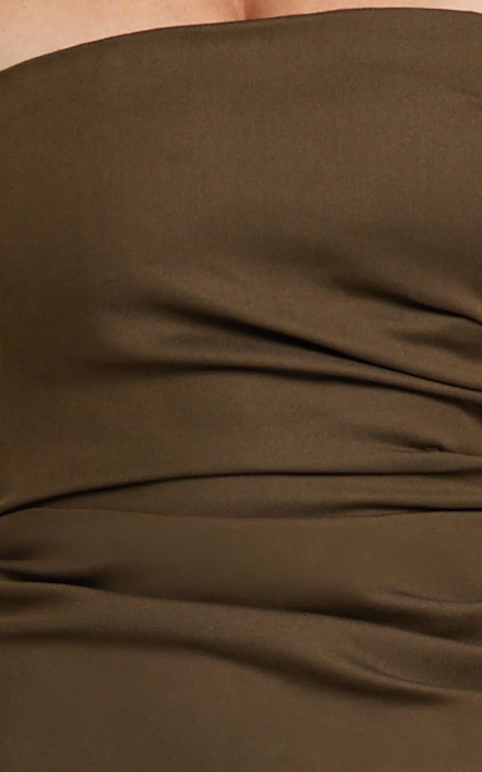 Jamie Maxi Dress - Strapless Ruched Fitted Column Dress in Chocolate