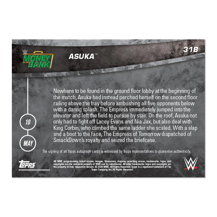 On-card Auto # to 10 - Asuka™ - WWE TOPPS NOW® Card 31B