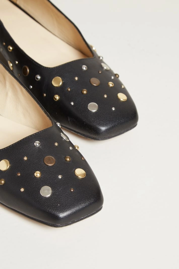 Ballerinas with studs - BLACK