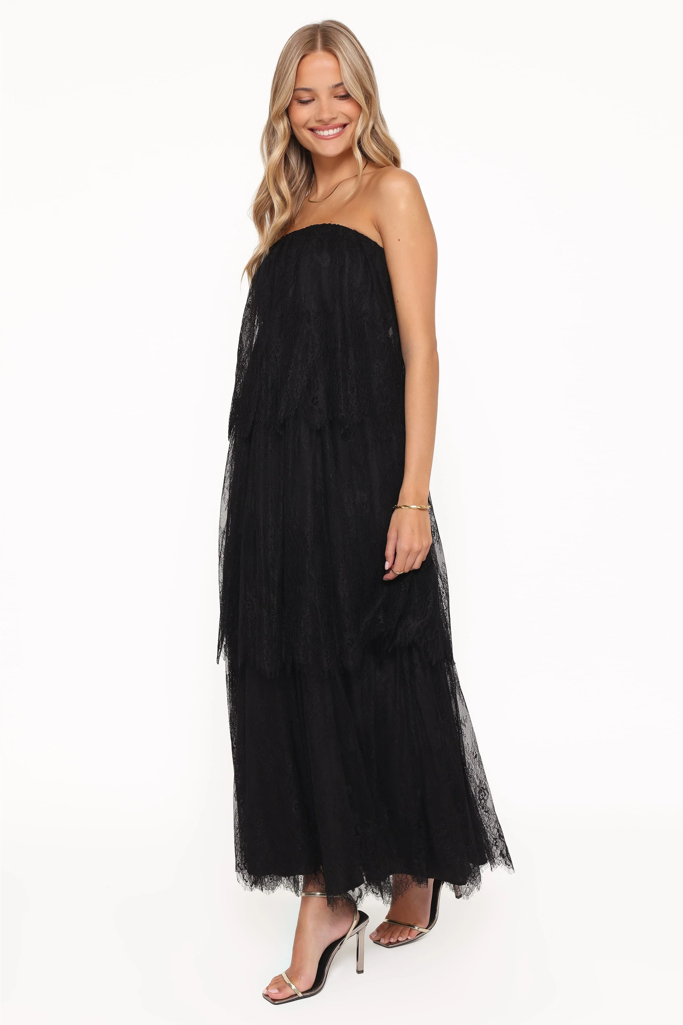 Bloom Strapless Maxi Dress - Black Lace