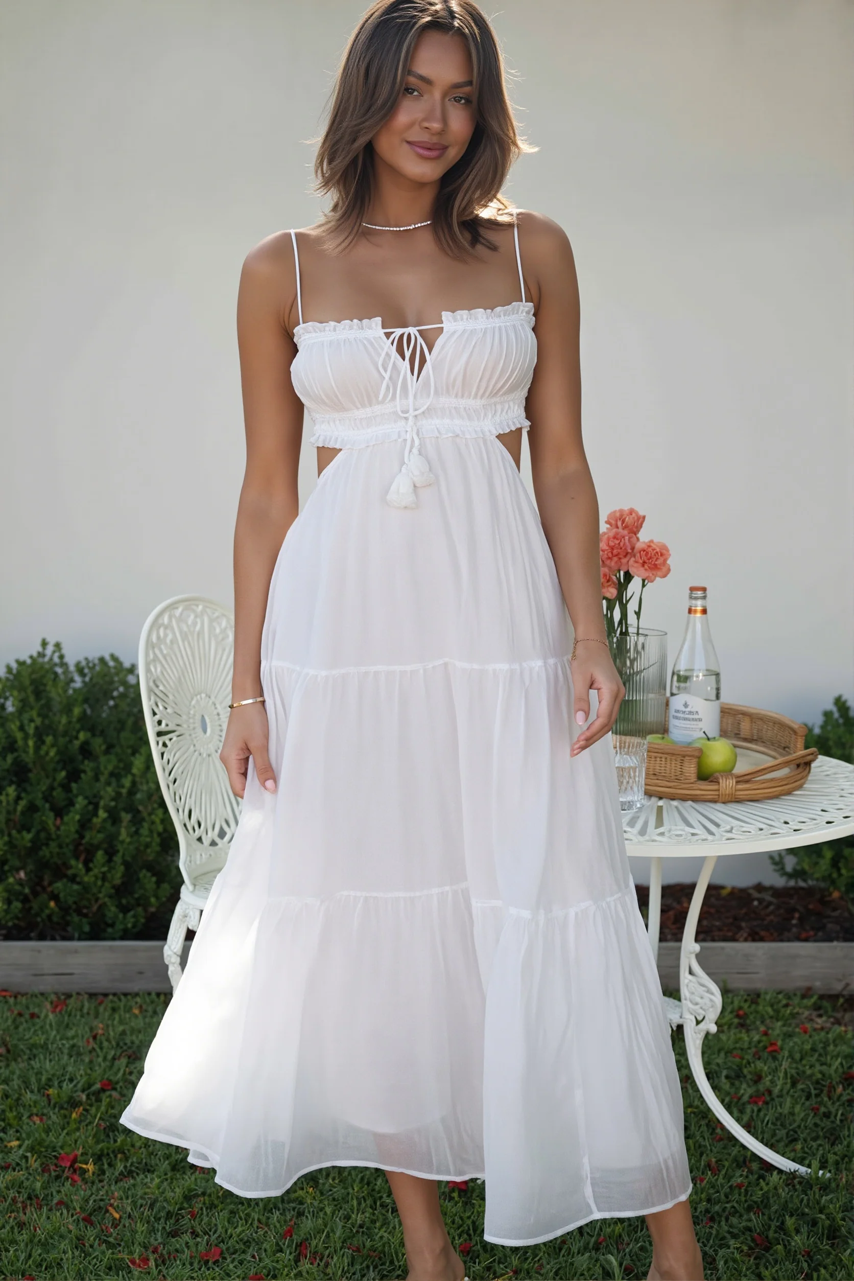 Casual Chiffon Cutout A-Line Maxi Dress