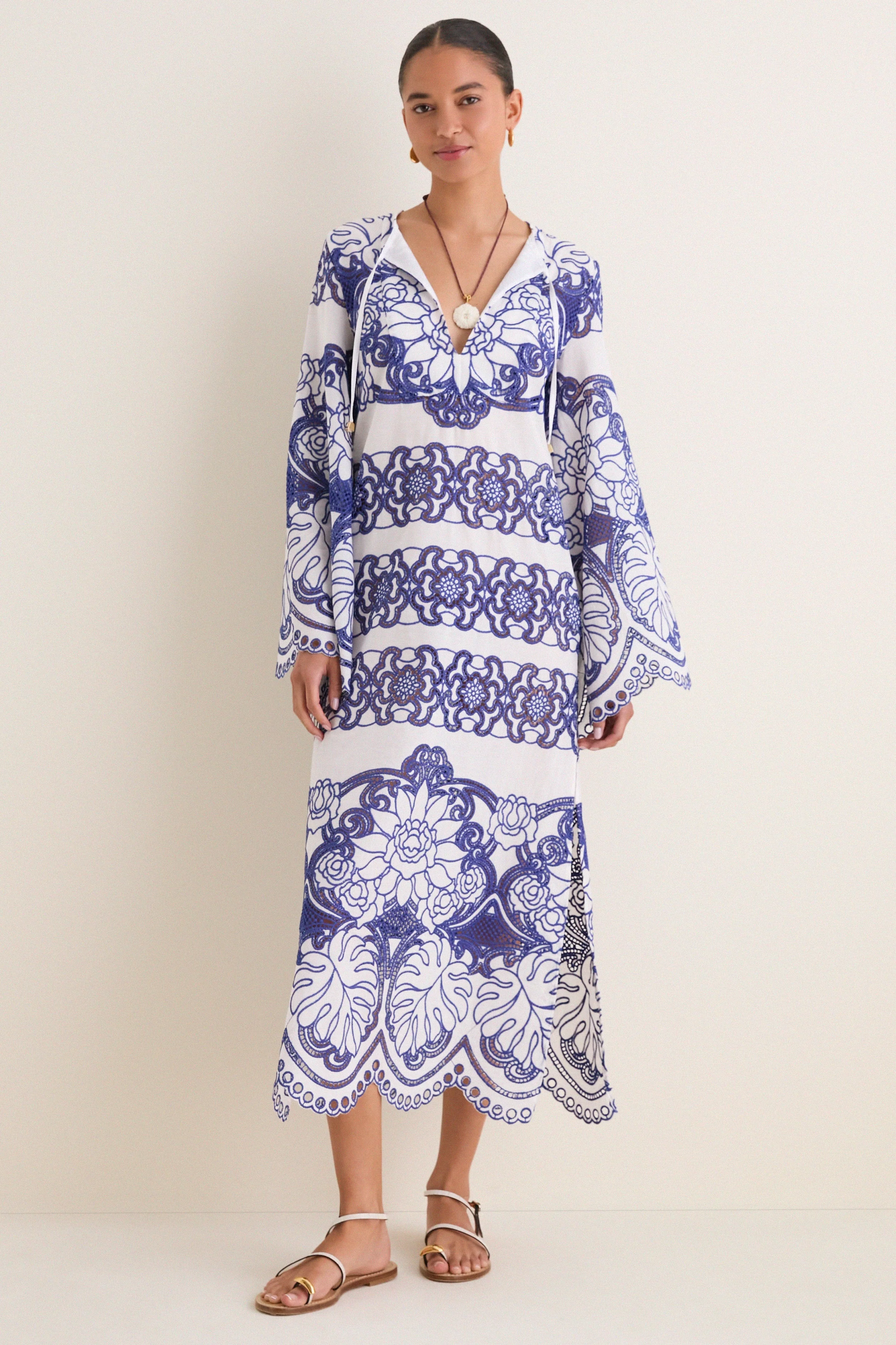 White and Blue Clea Lace Dress