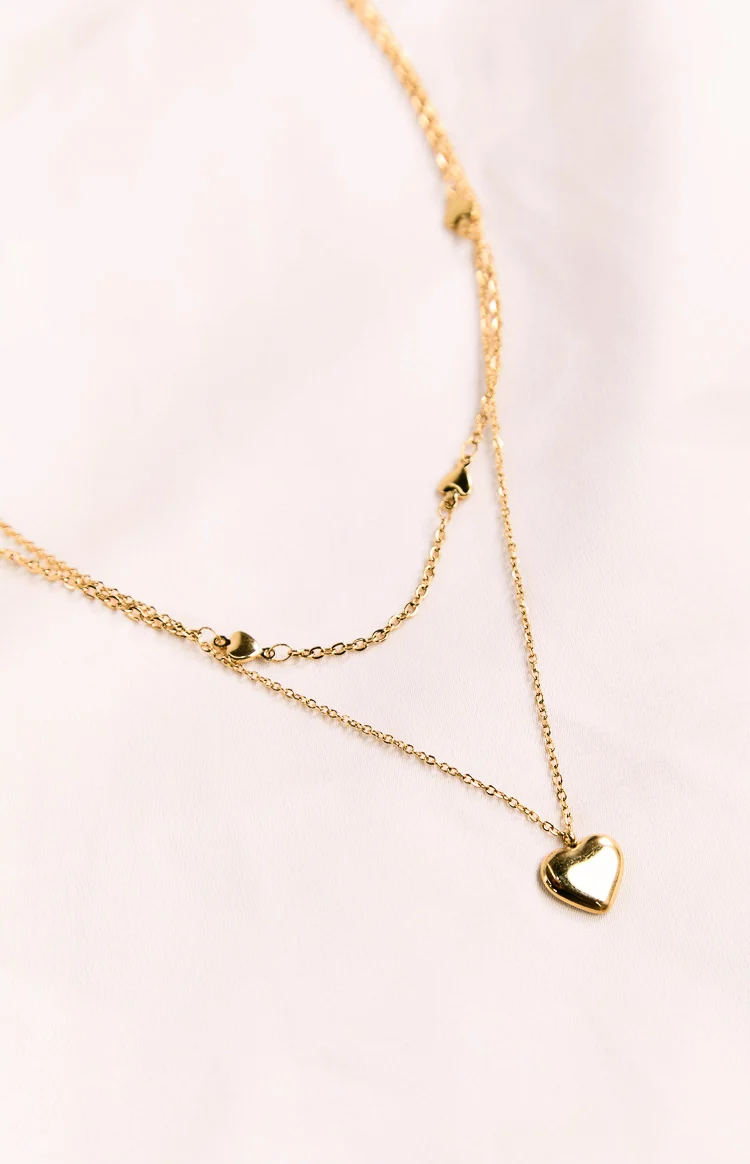 Gold Heart Double Chain Necklace (FREE over $110)