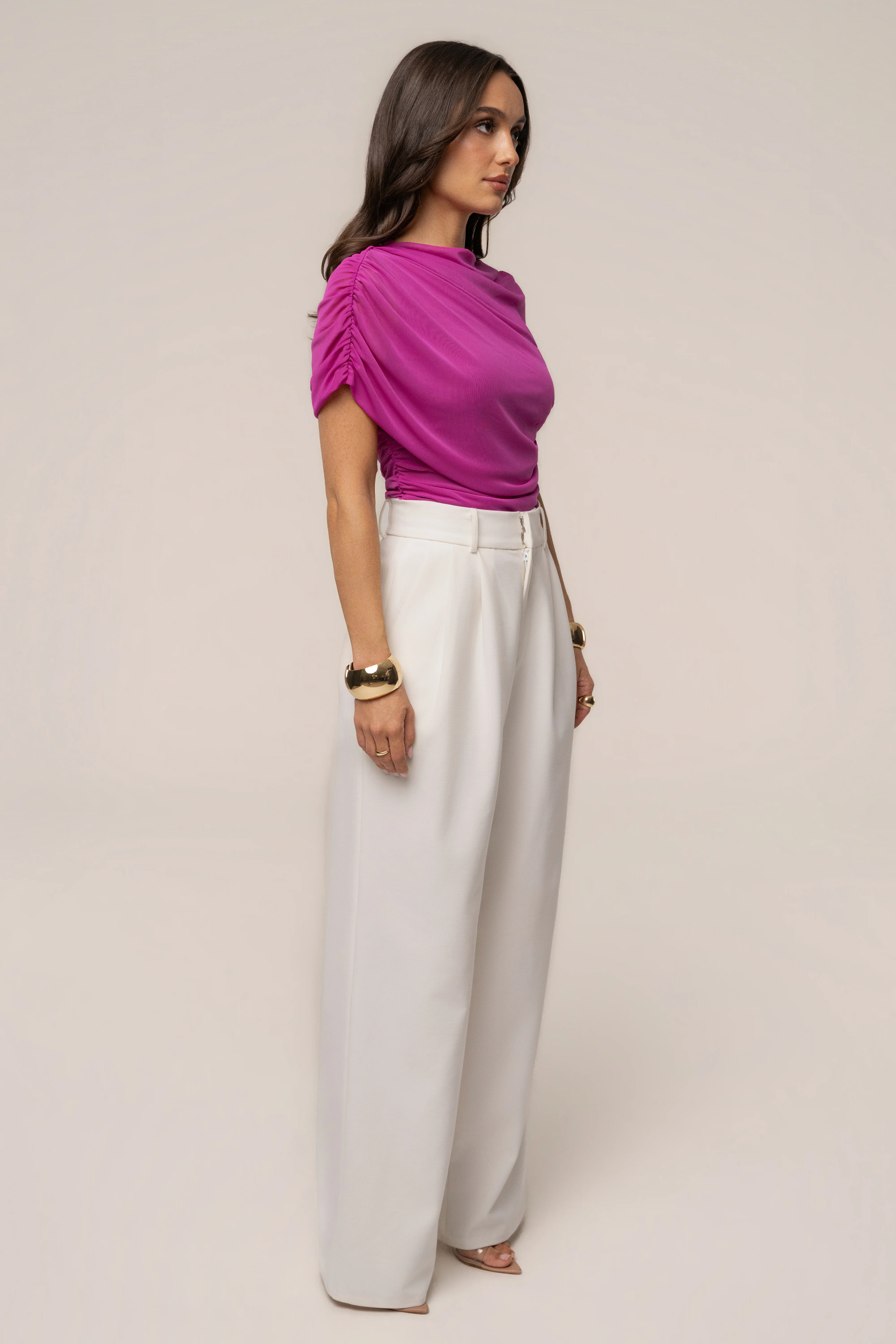Magenta Marcella Ruched Top