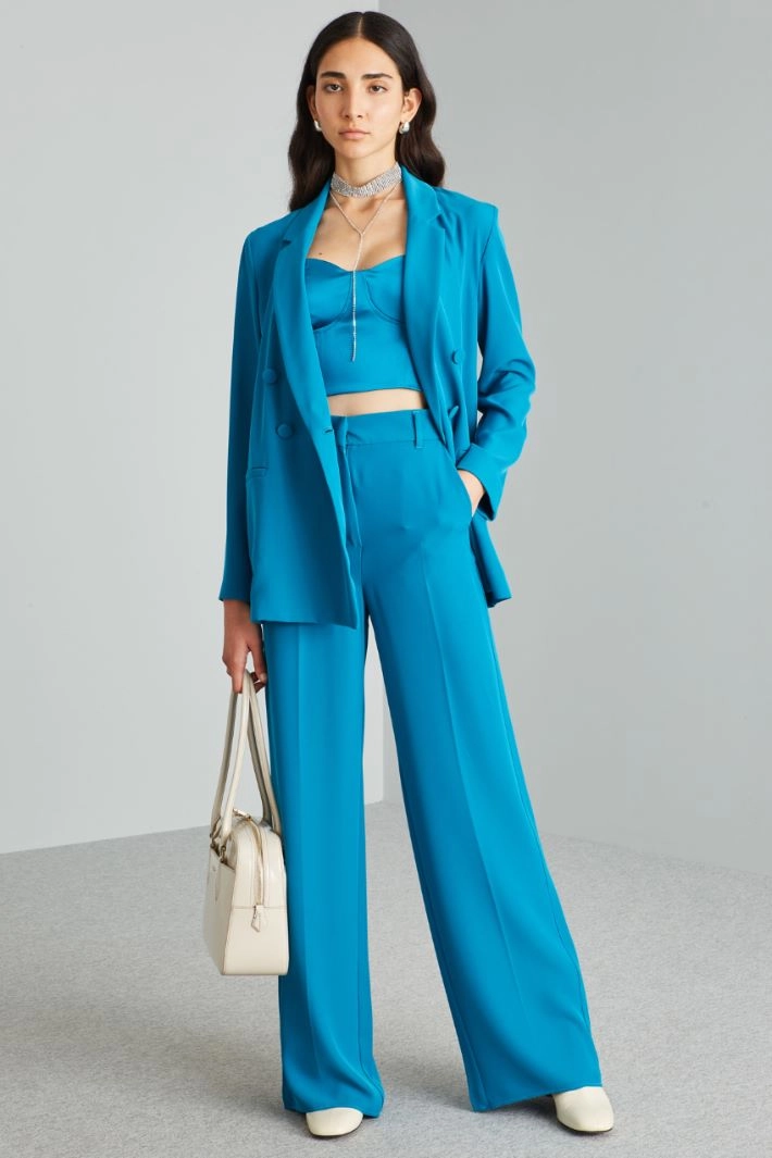 Stretch cady trousers - TURQUOISE