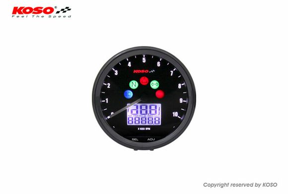 Koso Neo Retro 64mm TNT Black Universal Digital SpeedometerRef: Kos00015A / 1056058