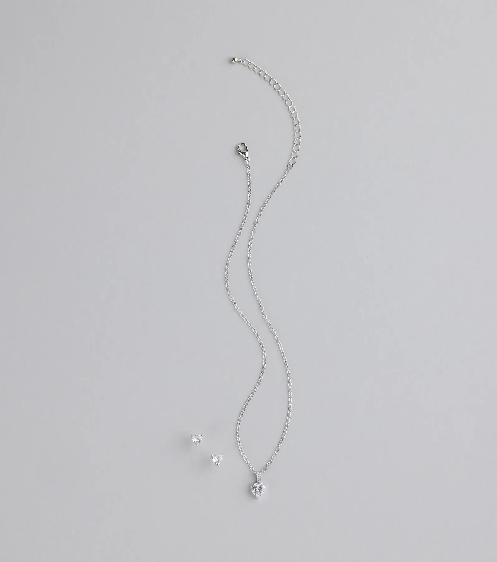 Sweet Talk Sparkle Heart Necklace And Stud Set