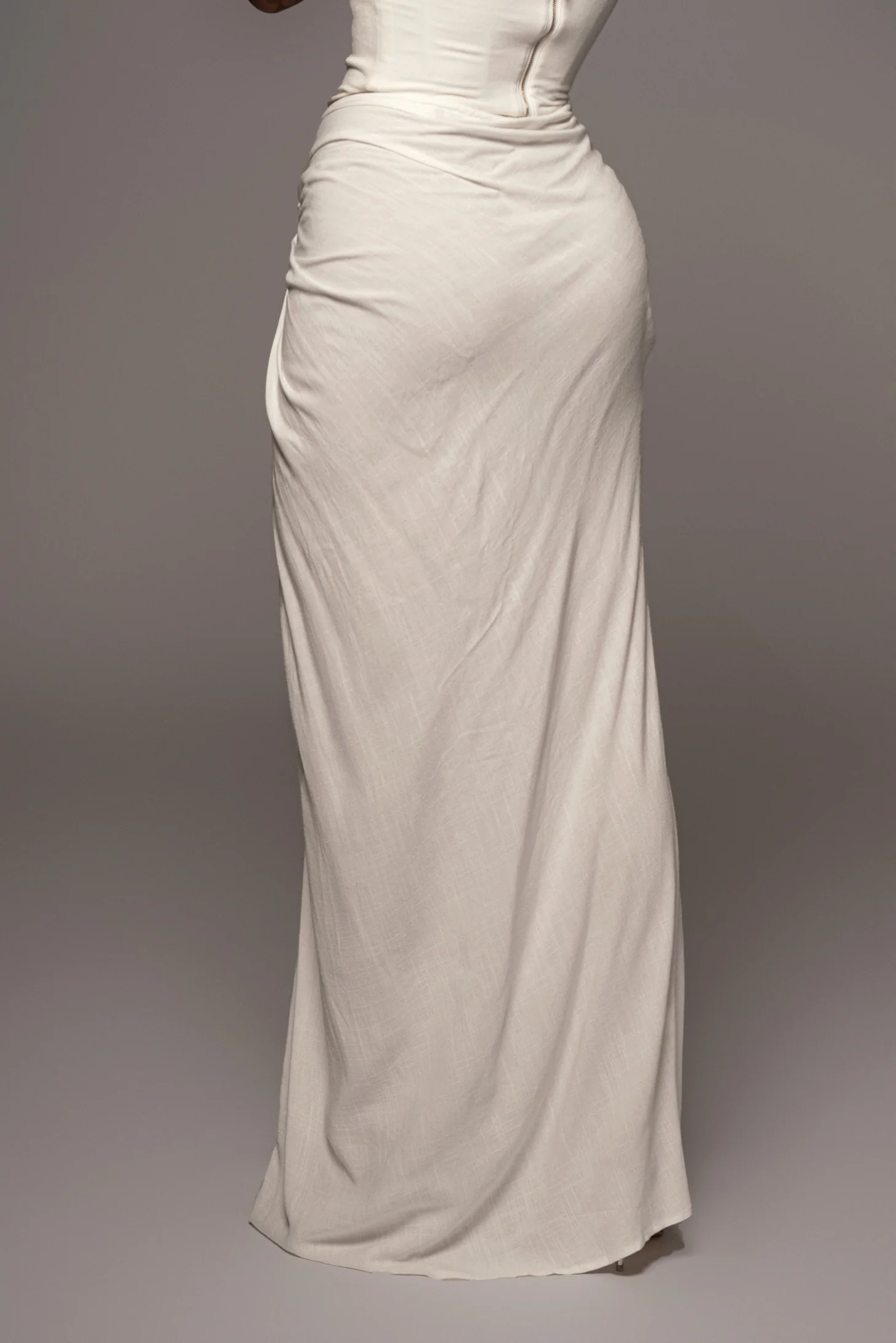 White Noelia Linen Slit Skirt