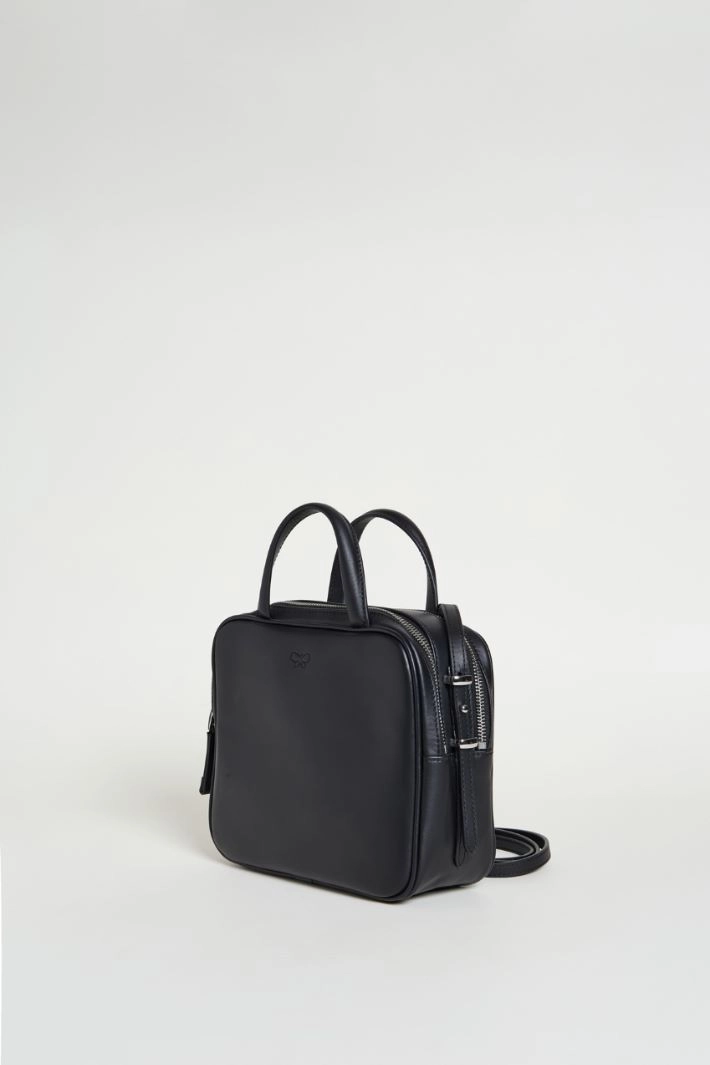 Small leather bowling bag - BLACK