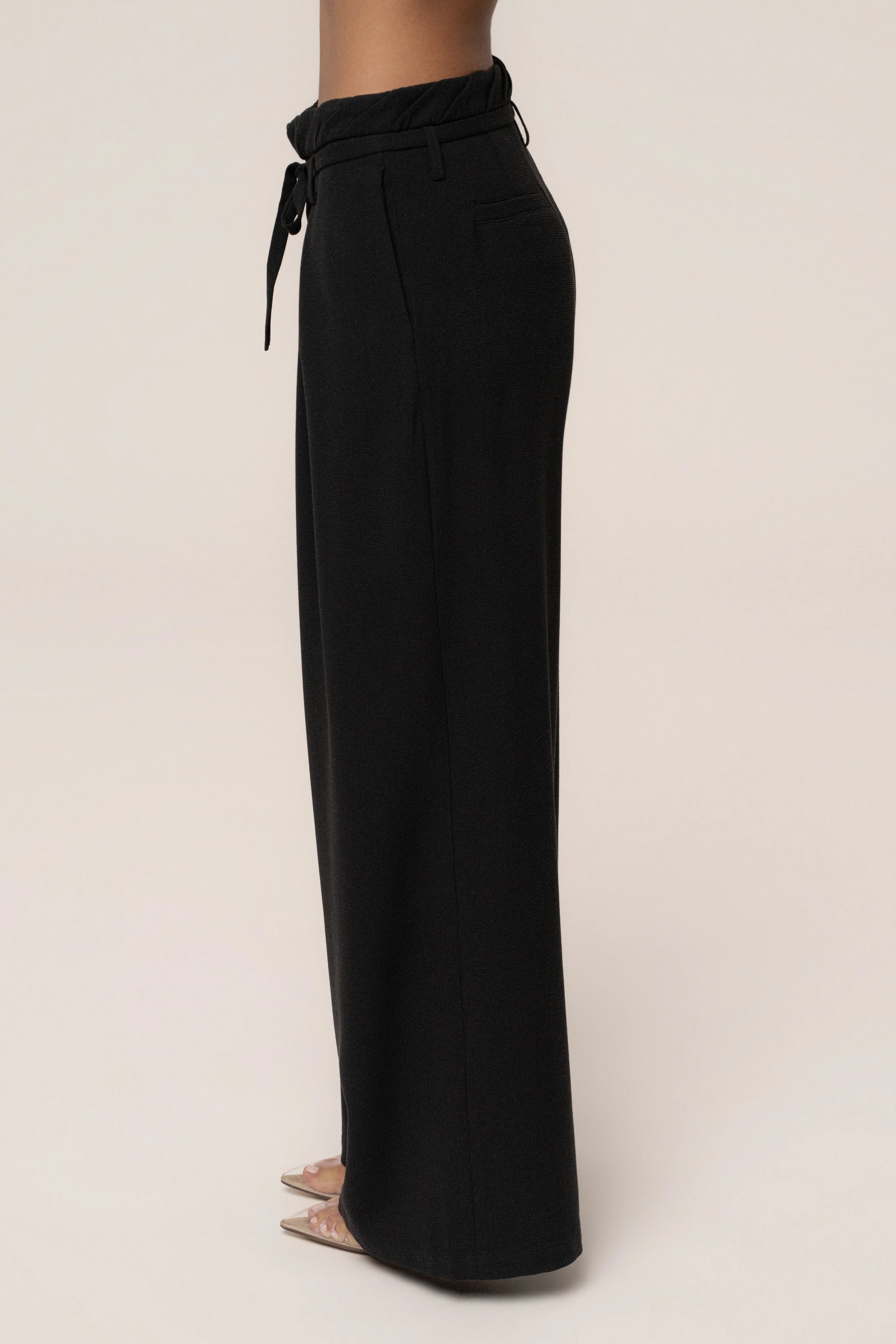 Black Refined Ease Wide Leg Pants