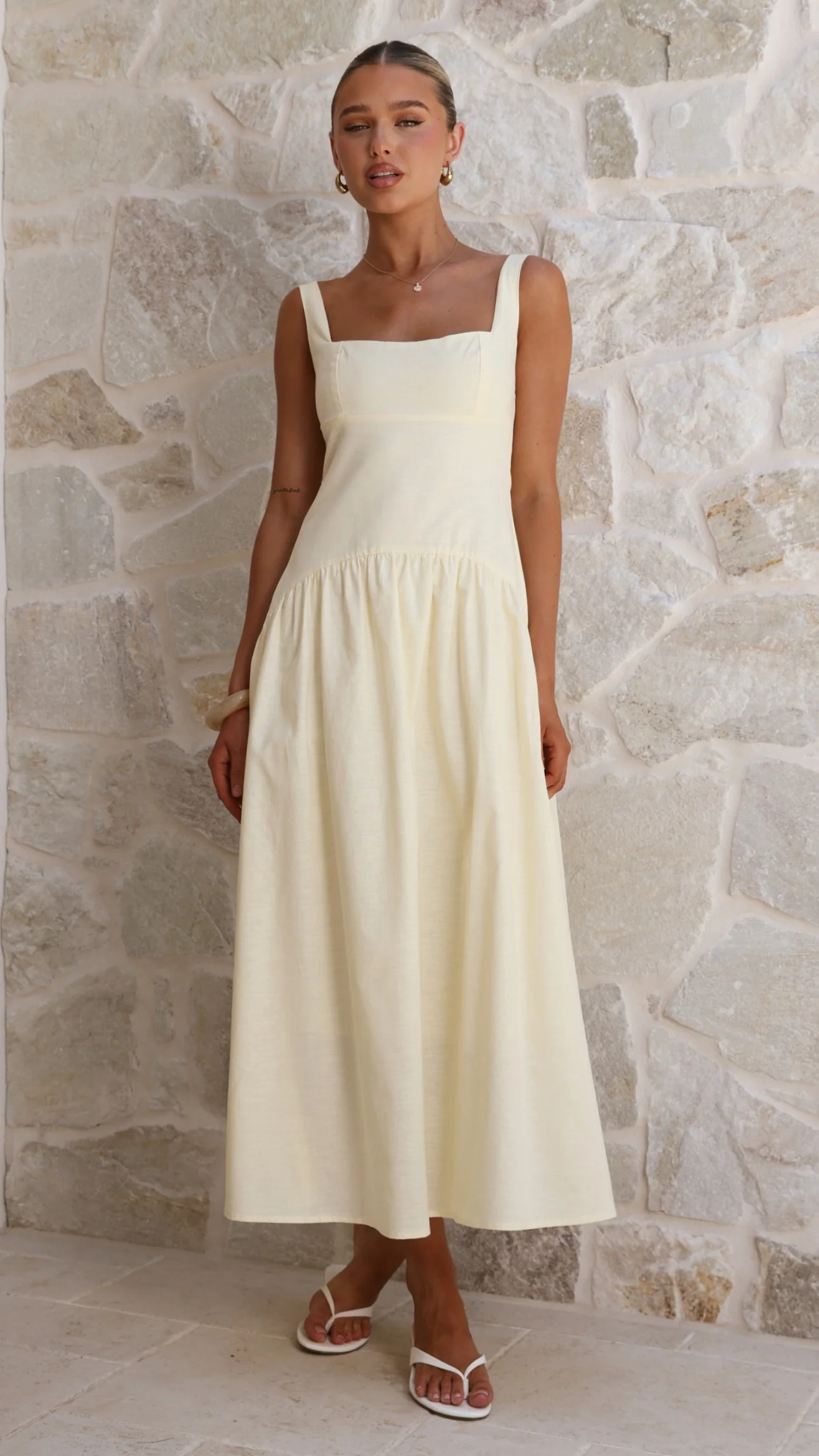 Lucy Drop Waist Maxi Dress - Butter