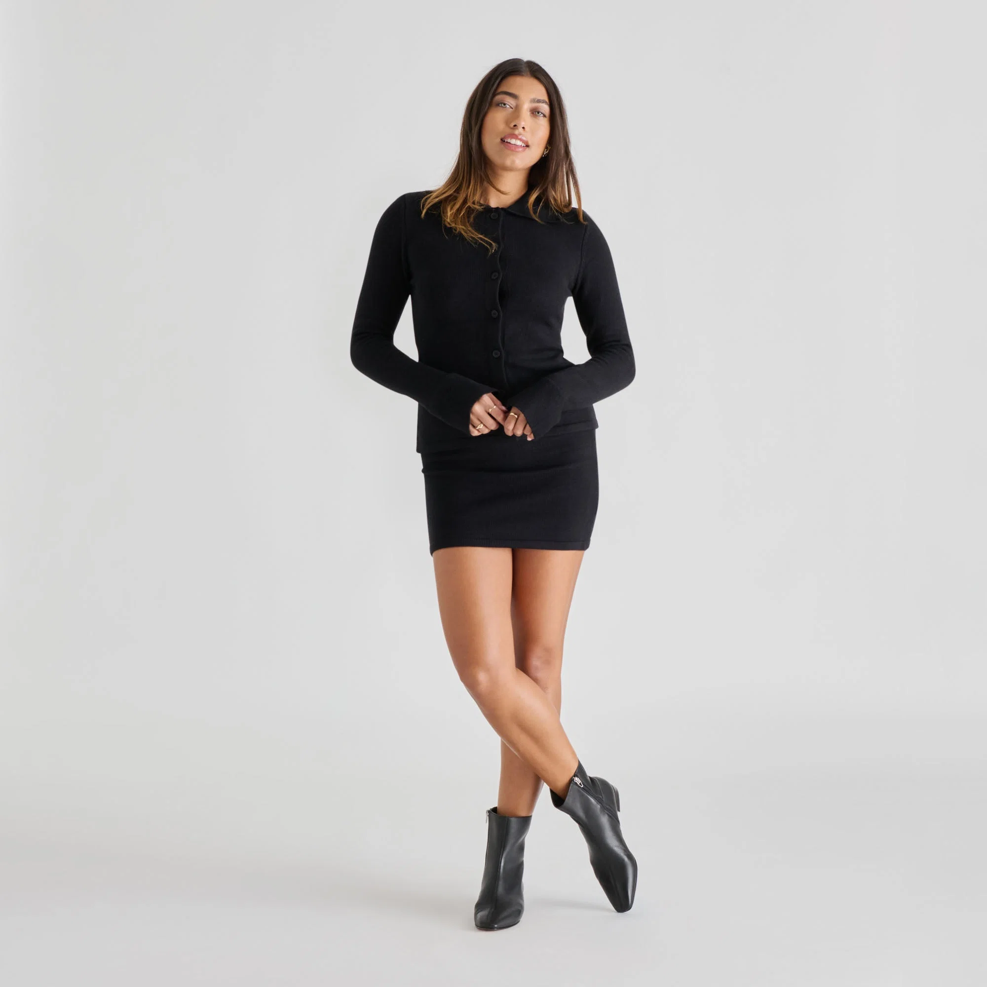 TARINE BOOTIES BLACK LEATHER