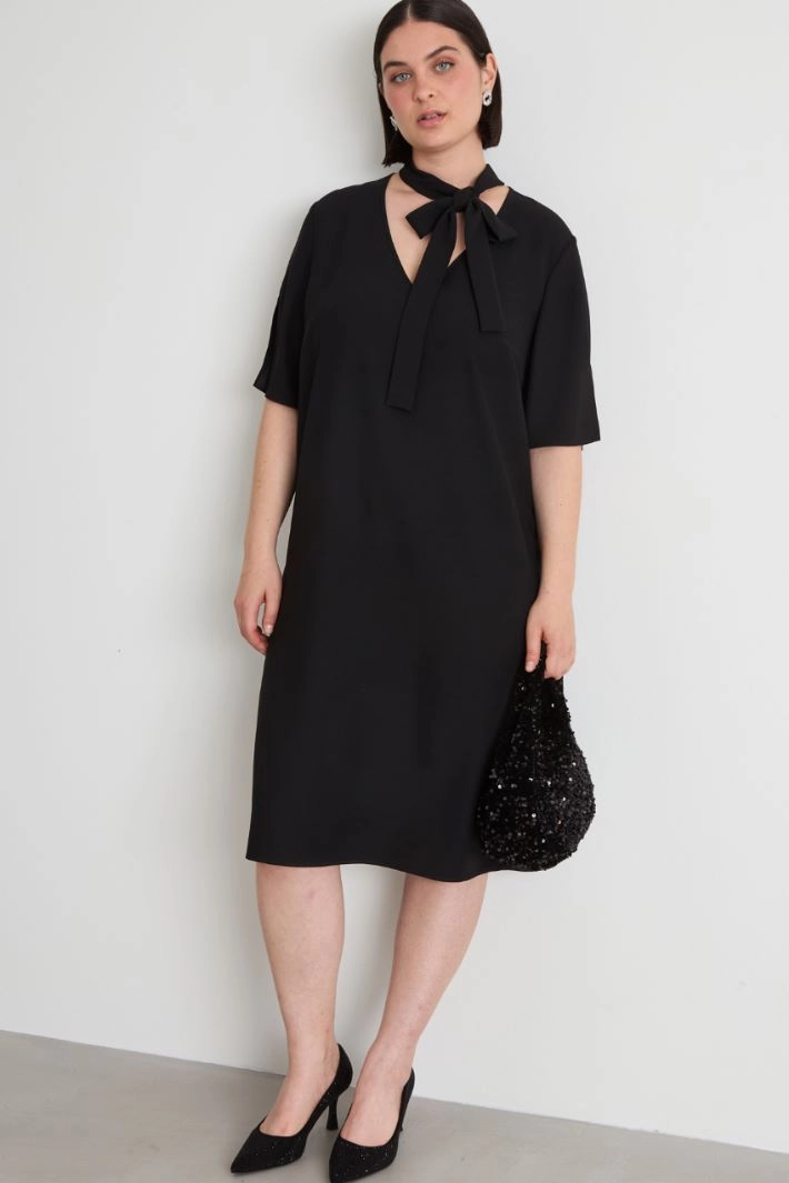 Crepe envers satin dress - BLACK