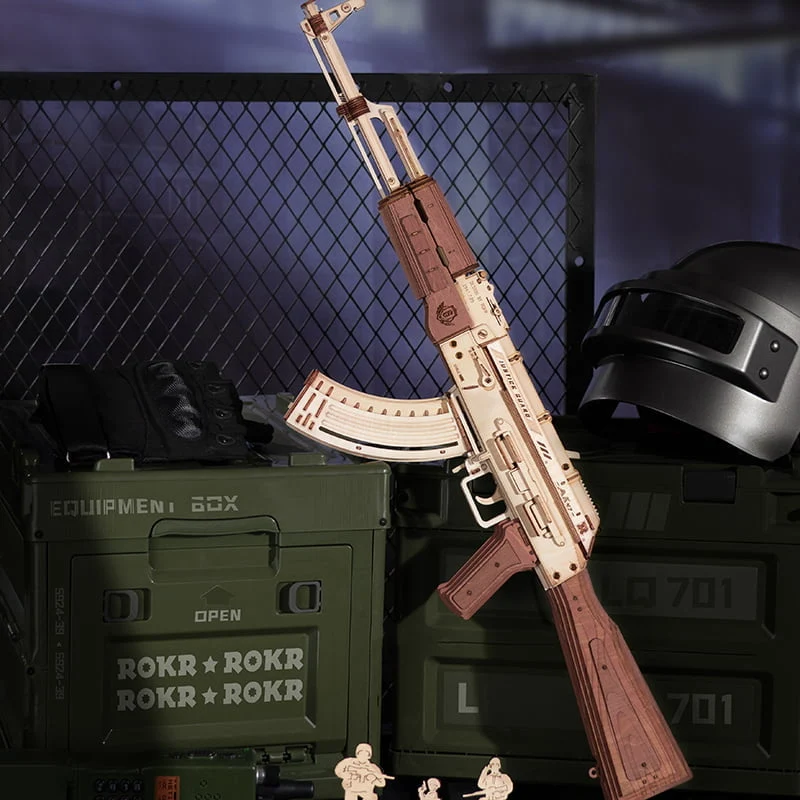 Justice Guard Gun Models; AK-47 Assault Rifle Rubber Band Gun Robotime LQ901