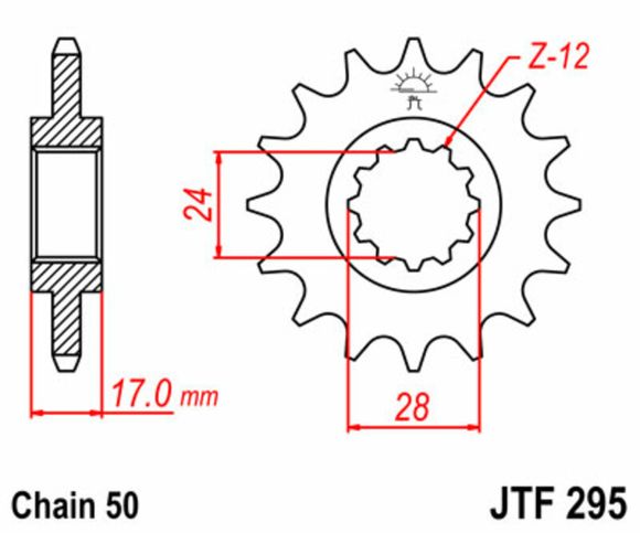 JT. standard steel 295 - 530 countershaft sprocketRef: JTC01384A / 1077336001