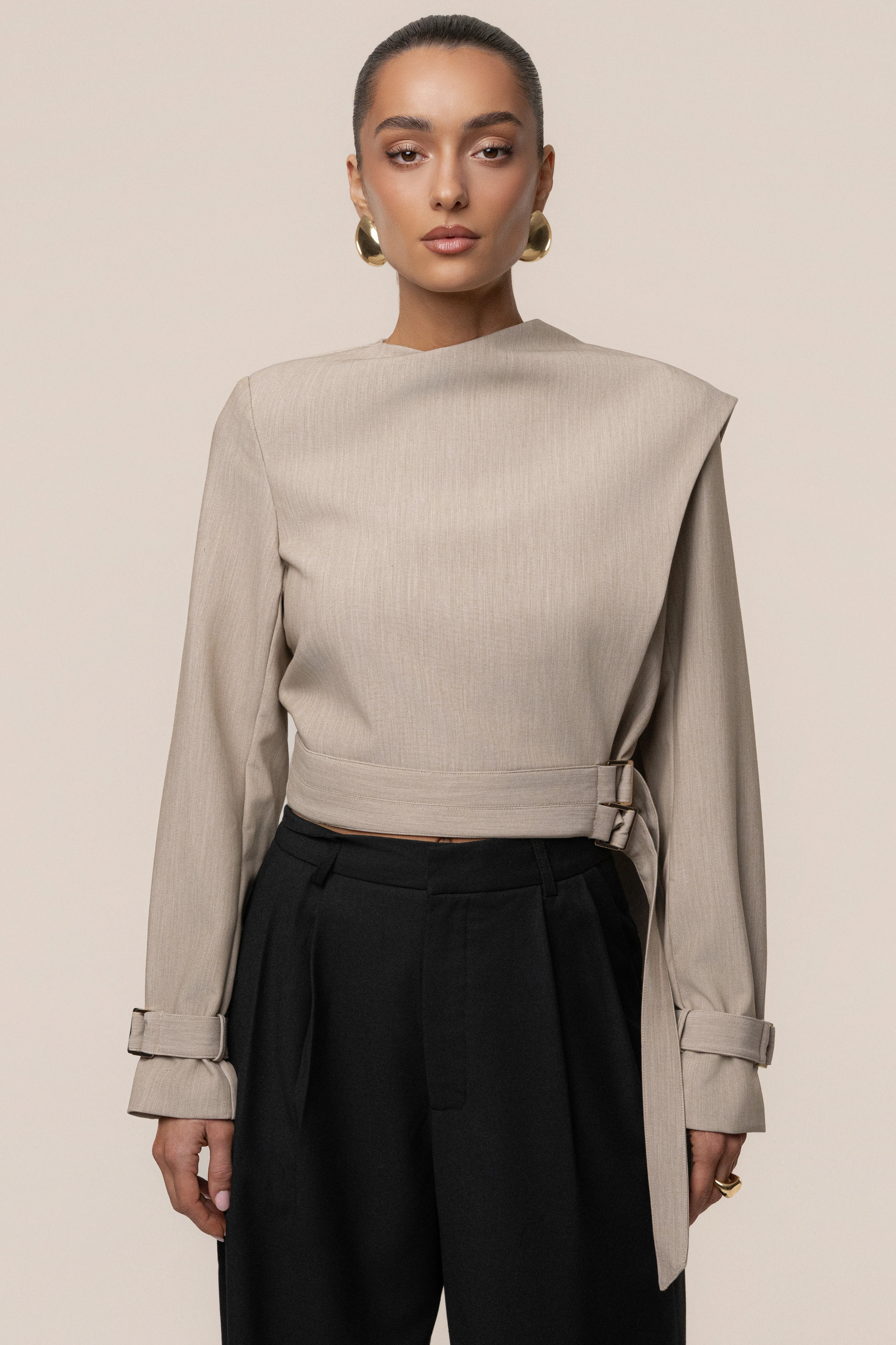 Stone Aligned Scarf Top