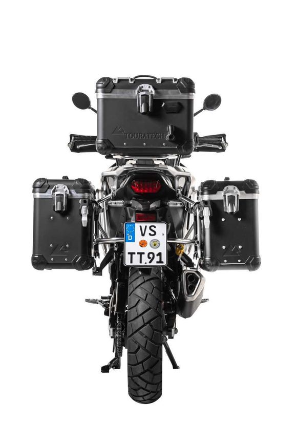 Touratech suitcase Complete kit ZEGA Evo 38/38 - Gray support included - Black anodizedRef: Trt01704A / 01-401-6812-0