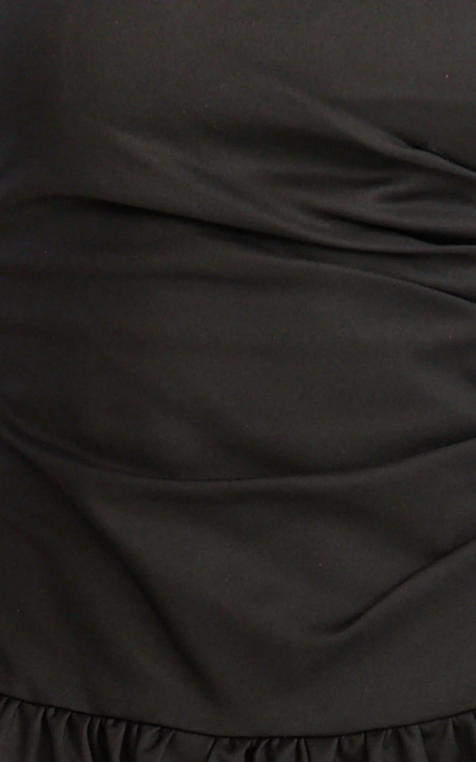 Louisa Maxi Dress - Strapless Side Ruched Dropped Waist Fit And Flare Dress in Black