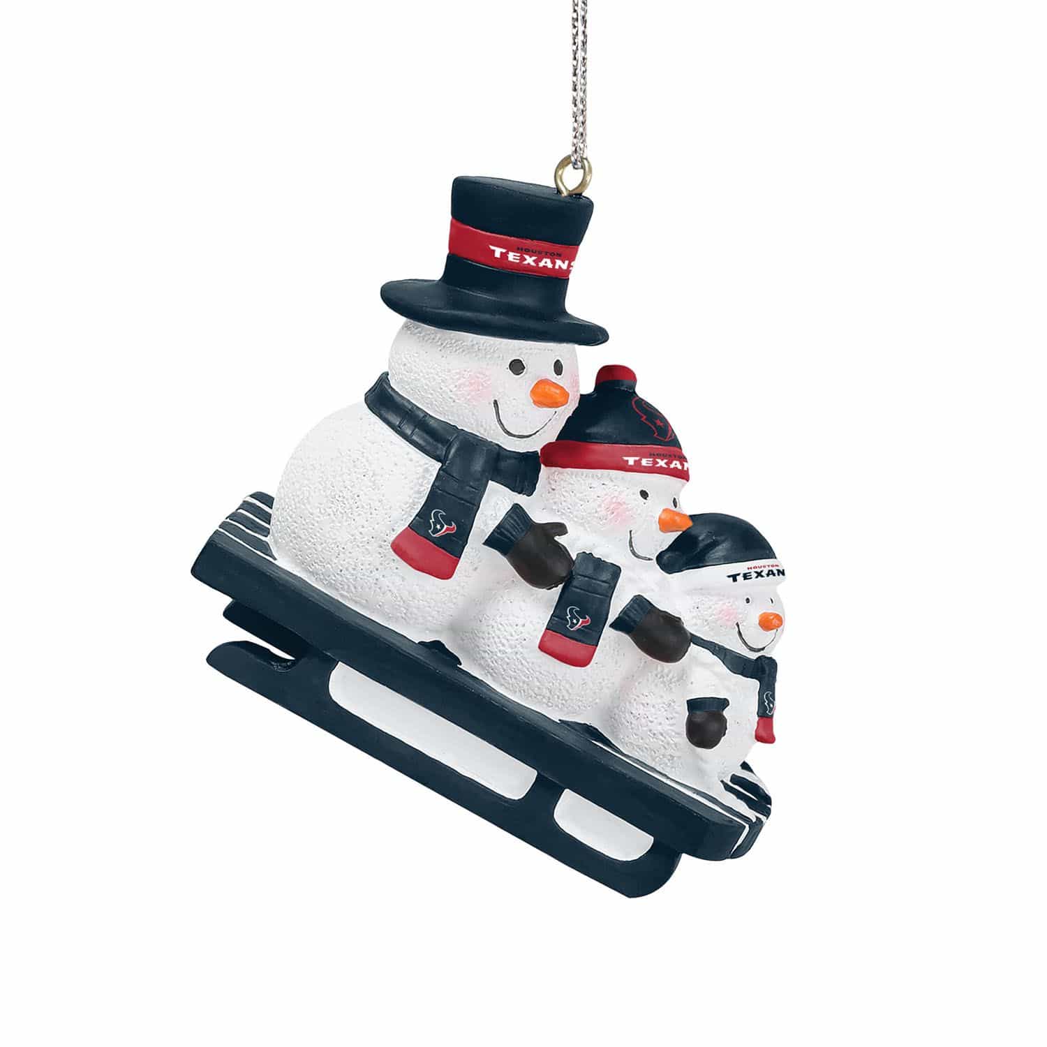 Houston Texans NFL Sledding Snowmen Christmas Ornament