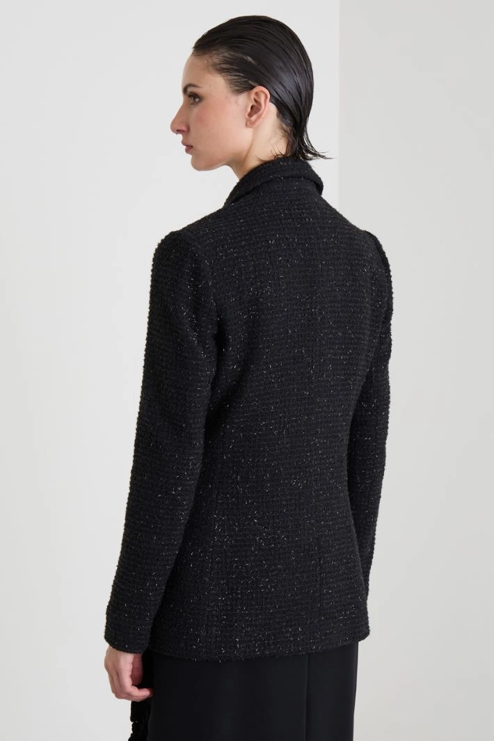 Basketweave lamé blazer - BLACK