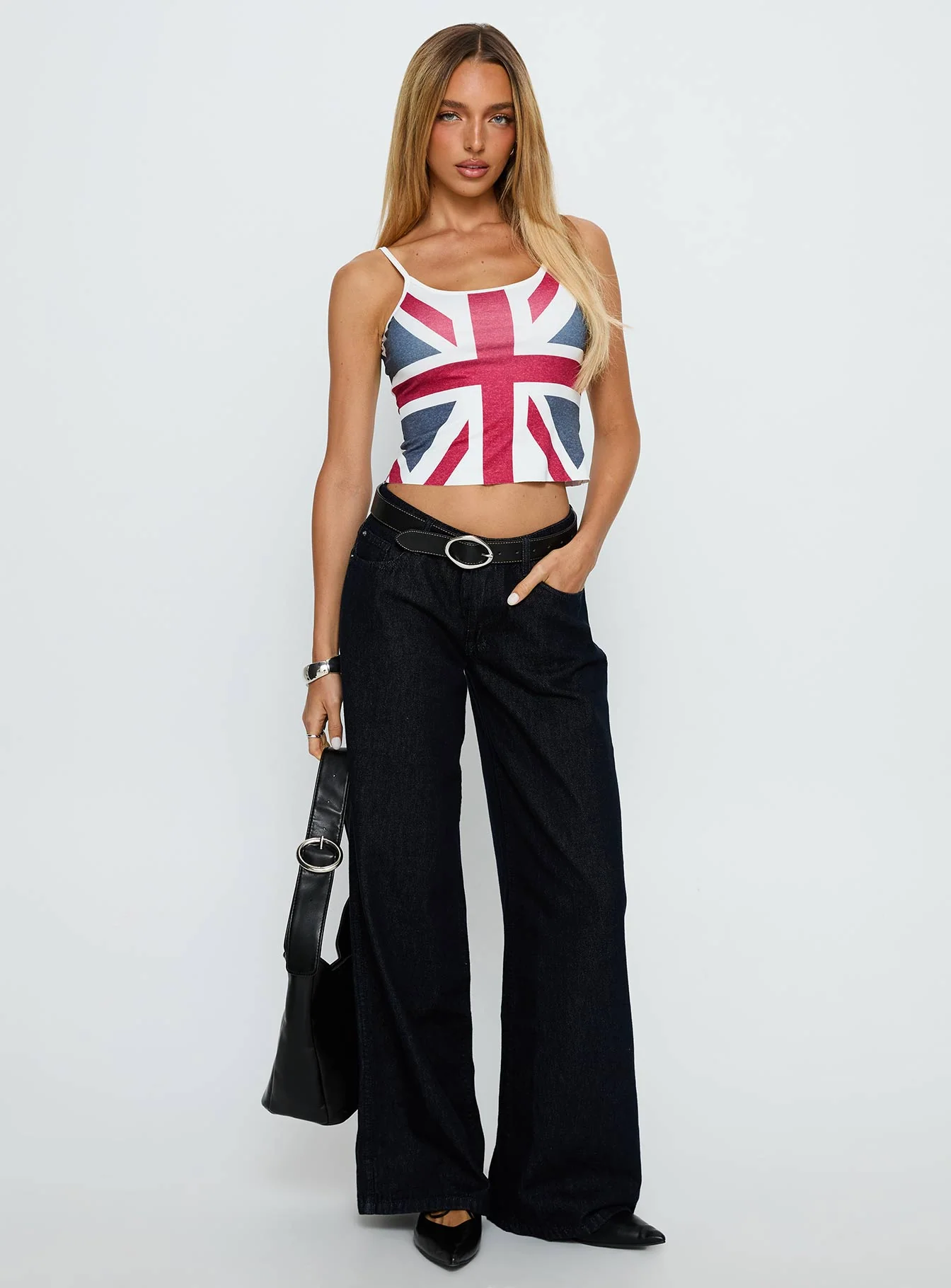 Ramos Low Rise Wide Leg Denim Jeans Raw Indigo Blue