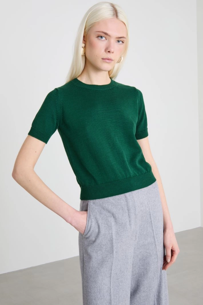 Cotton yarn T-shirt - GREEN