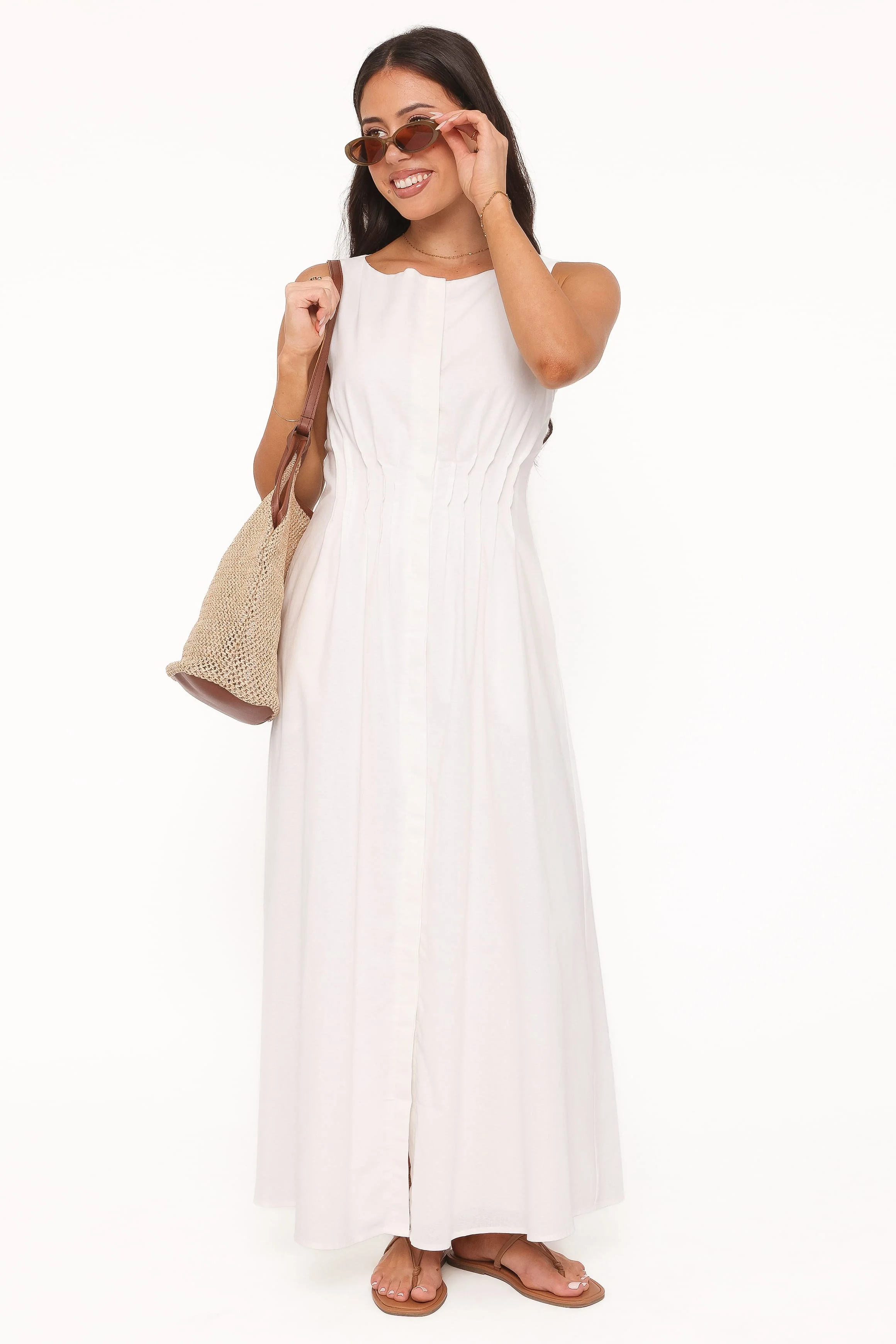 Prunella Midi Dress - White