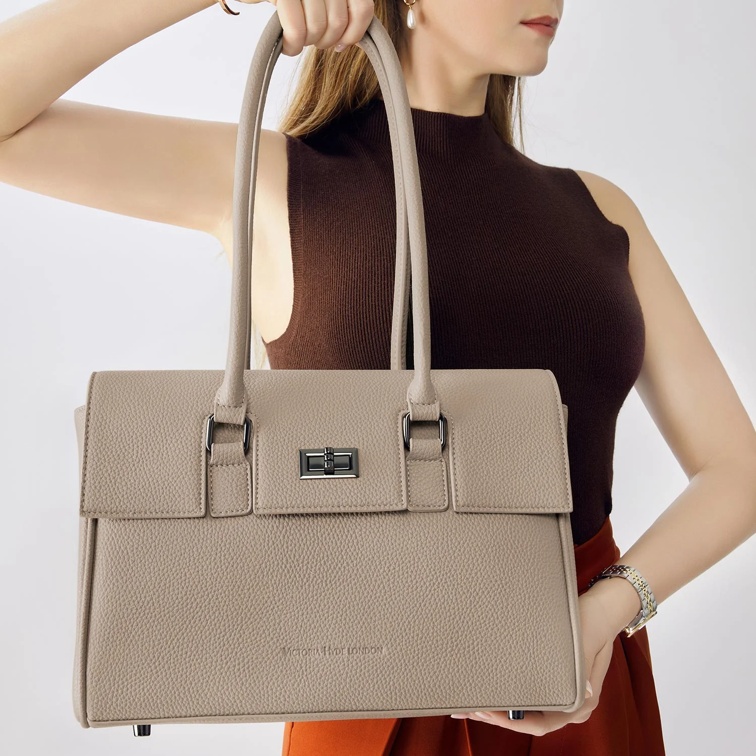 Business & Laptop Handbag Jolene Small Beige