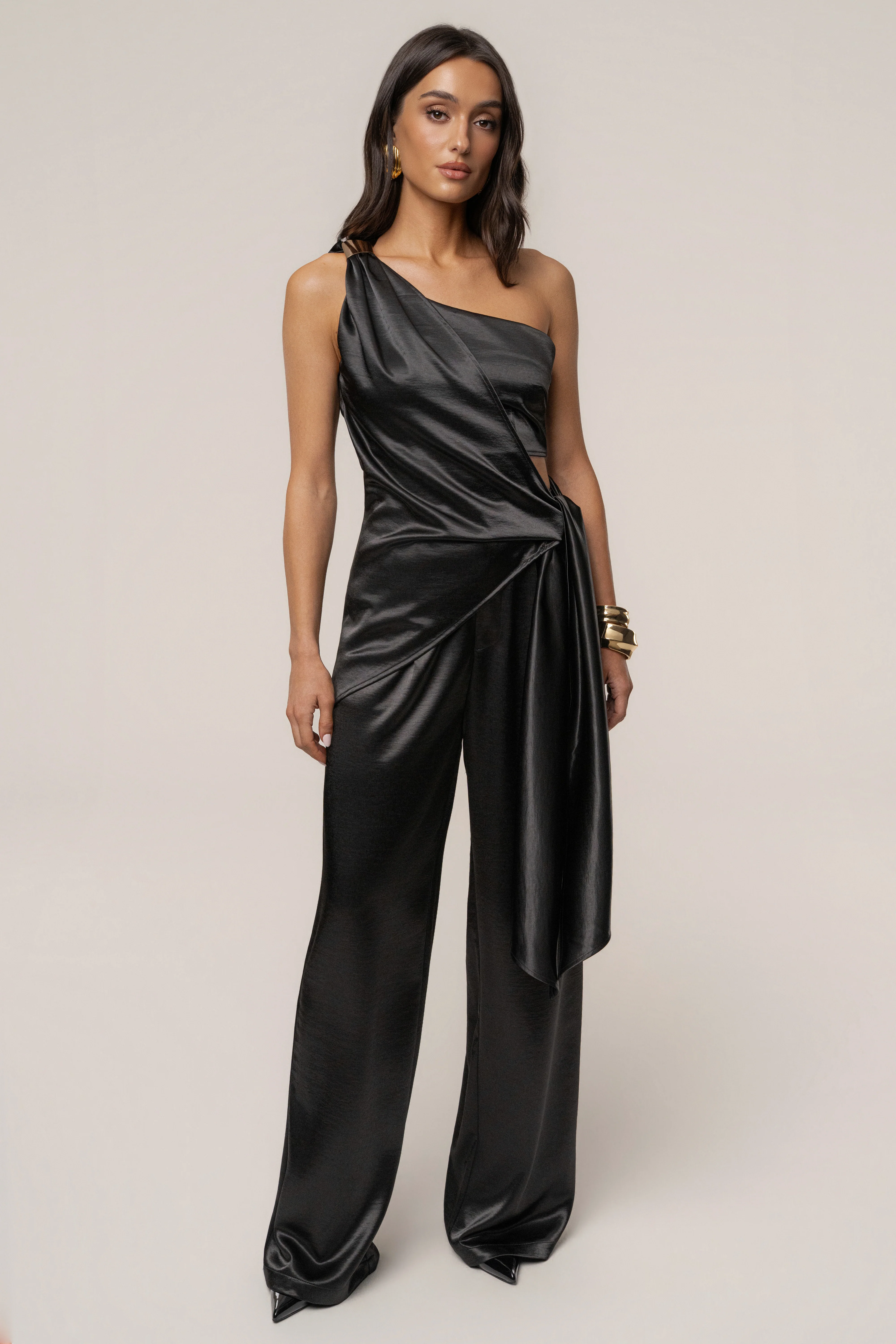 Black Palmera Satin Top