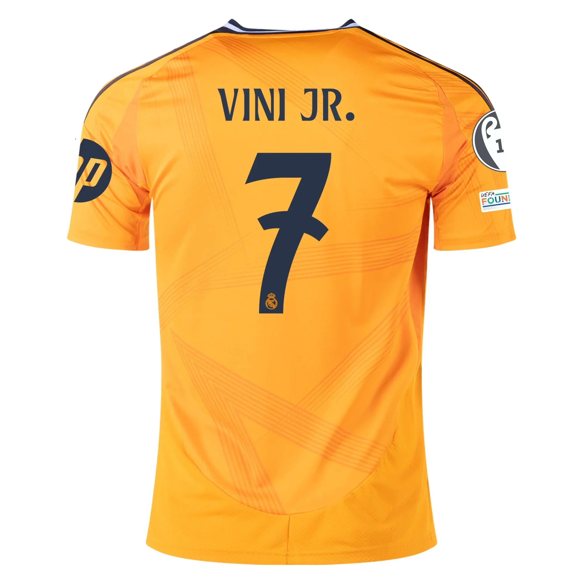 Real Madrid Vini Jr. Away Jersey w/ Champions League Patches 24/25 (Crew Orange)