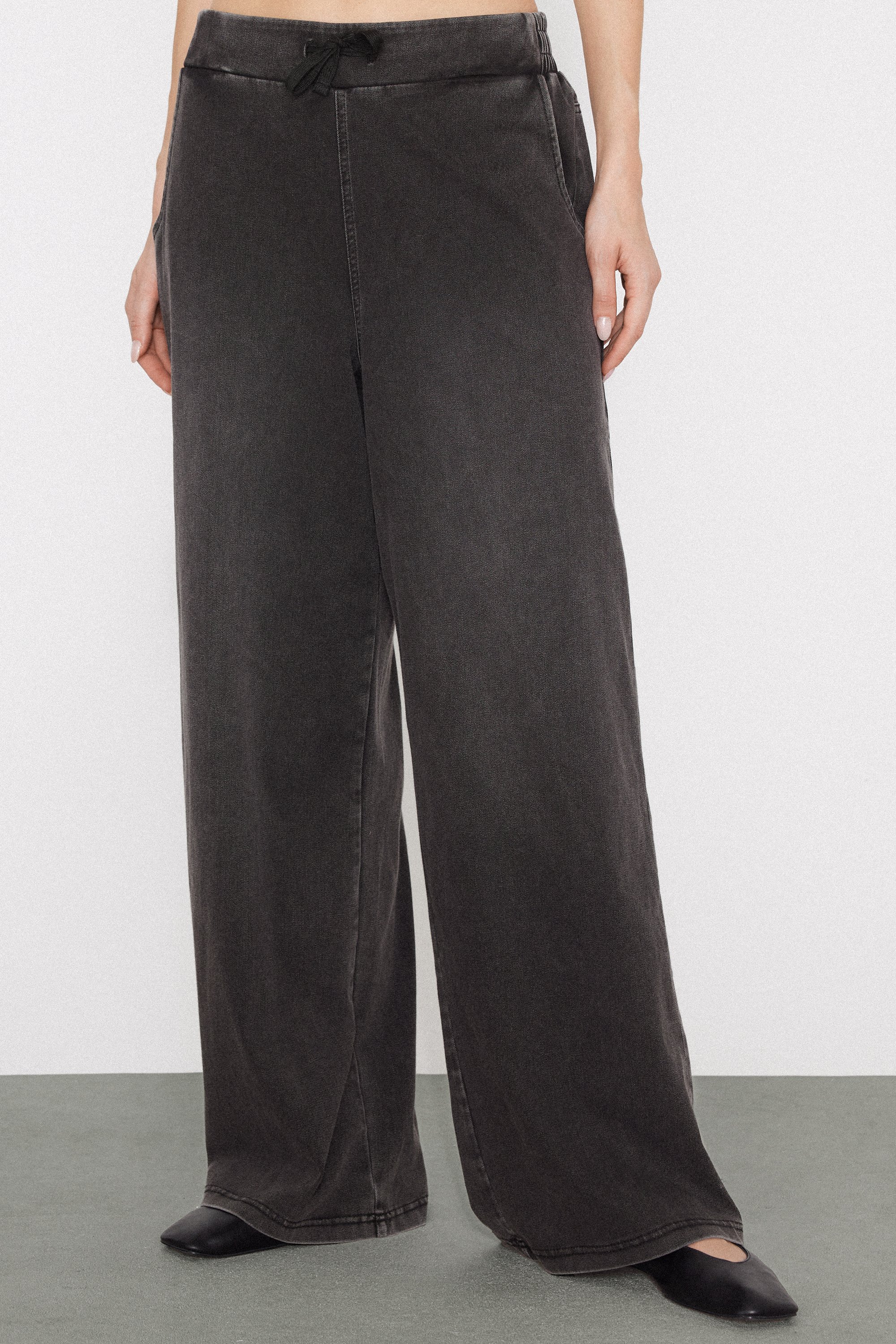 Stretch Denim Palazzo Trousers