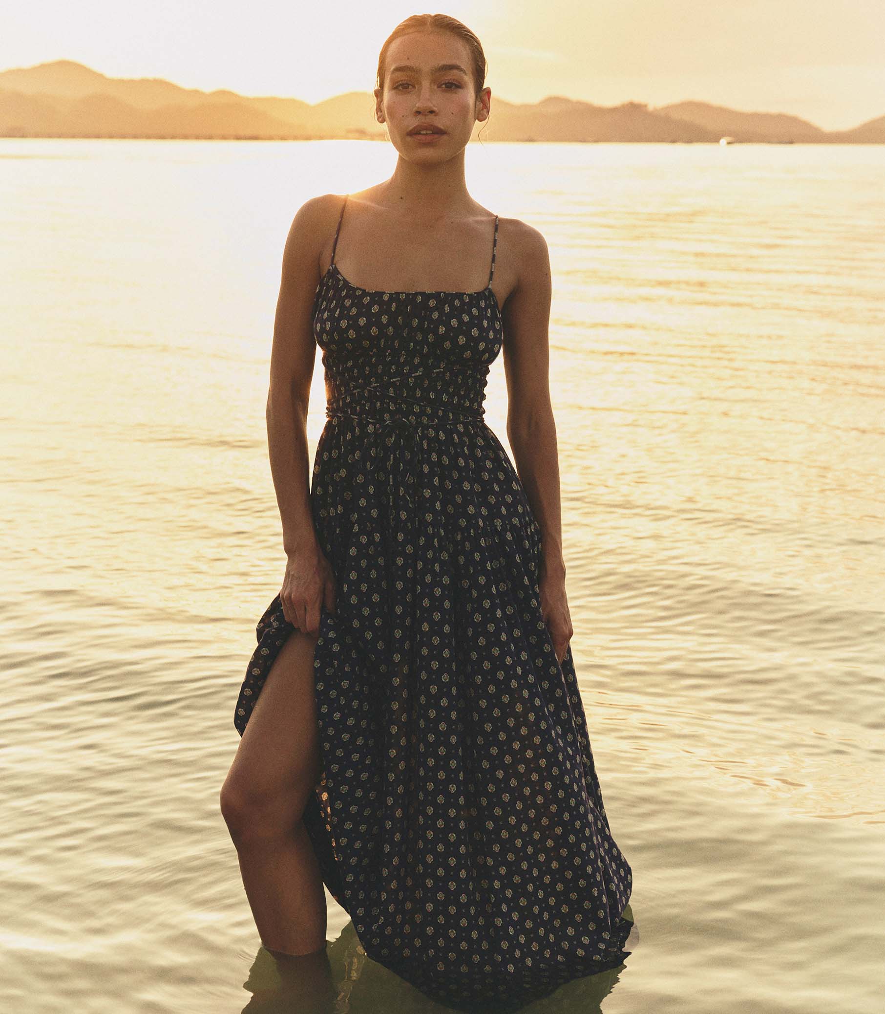 Safia Maxi Dress - Navy Cadiz Foulard