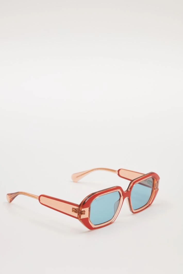 Geometric glasses with bas reliefs - ORANGE