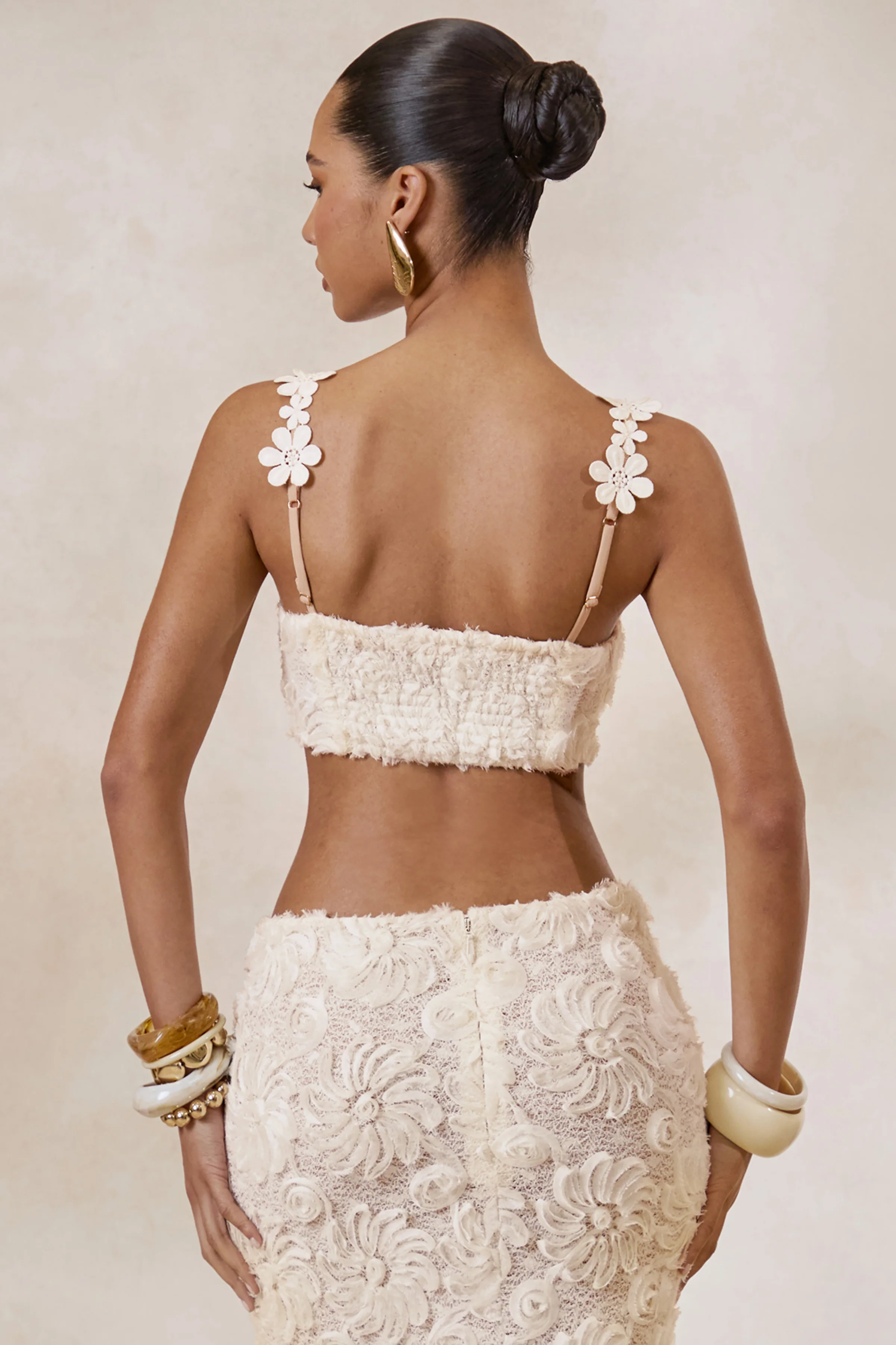 Arlina | White Lace Scoop-Neck Crop-Top