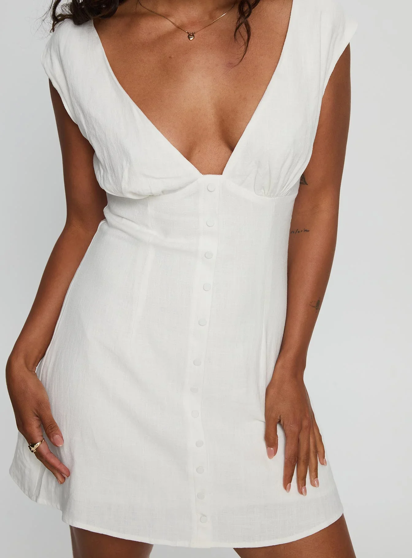Lover Like Me Linen Mini Dress White