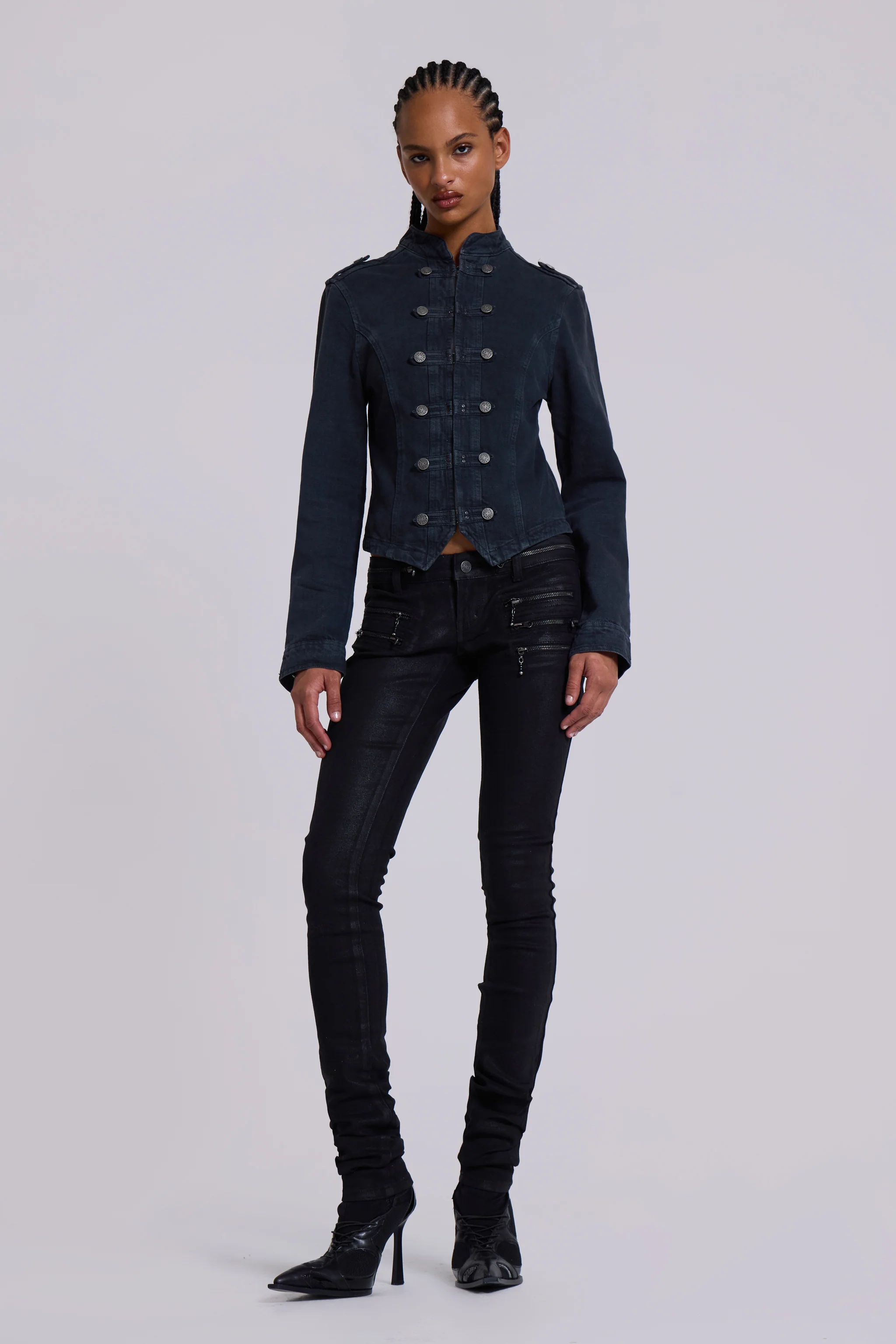 Rebel Military Jacket in Washed Black