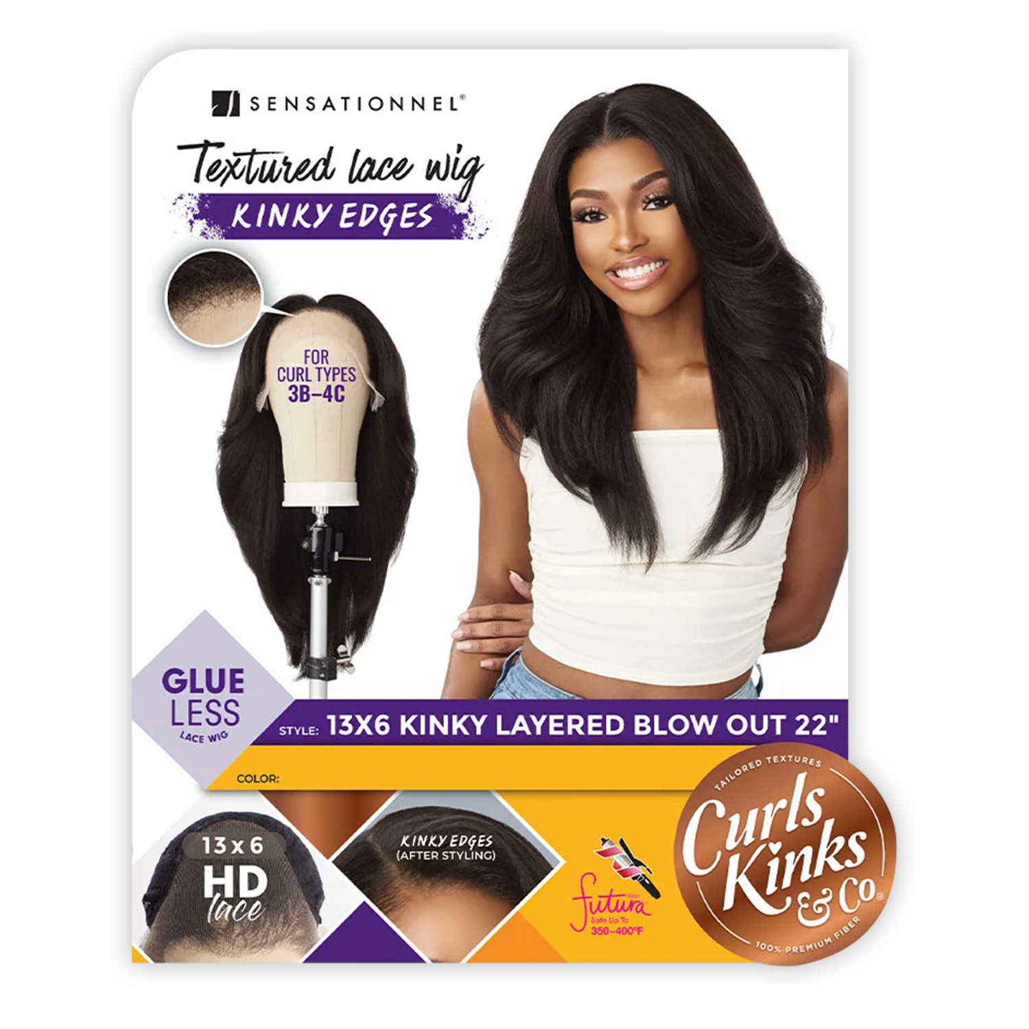Sensationnel HD Lace Front Wig Curls Kinks N Co Glueless Kinky Edges 13X6 Kinky Layered Blow Out 22