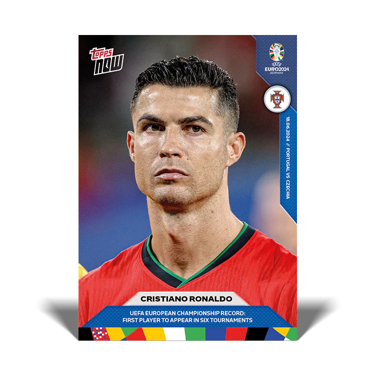 Cristiano Ronaldo - UEFA Europe Championship Record: First player to appear in six tournaments - EURO 2024 TOPPS NOW® Card 15