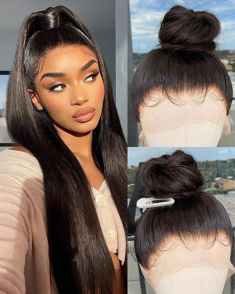 Ophirawig 360 Full Lace Glueless Silky Straight Wig Invisi Drawstring Natural Black Pull & Go