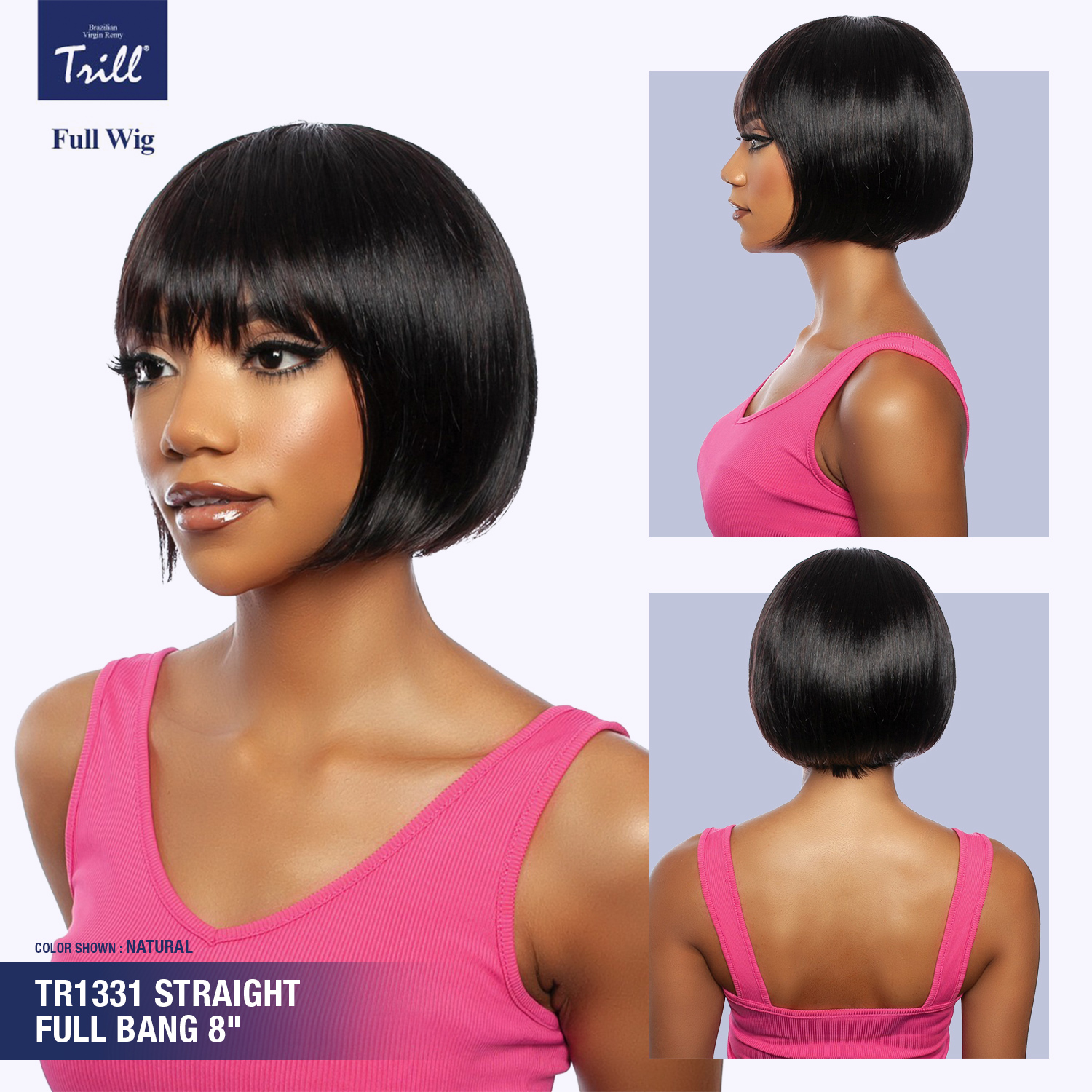 Mane Concept Unprocessed Human Hair Full Wig Trill TR1331 Straight Full Bang 8