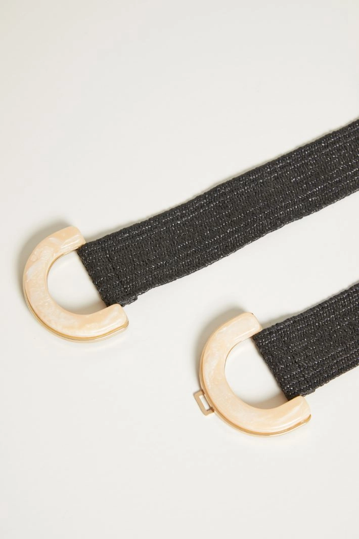 Raffia-effect belt - BLACK