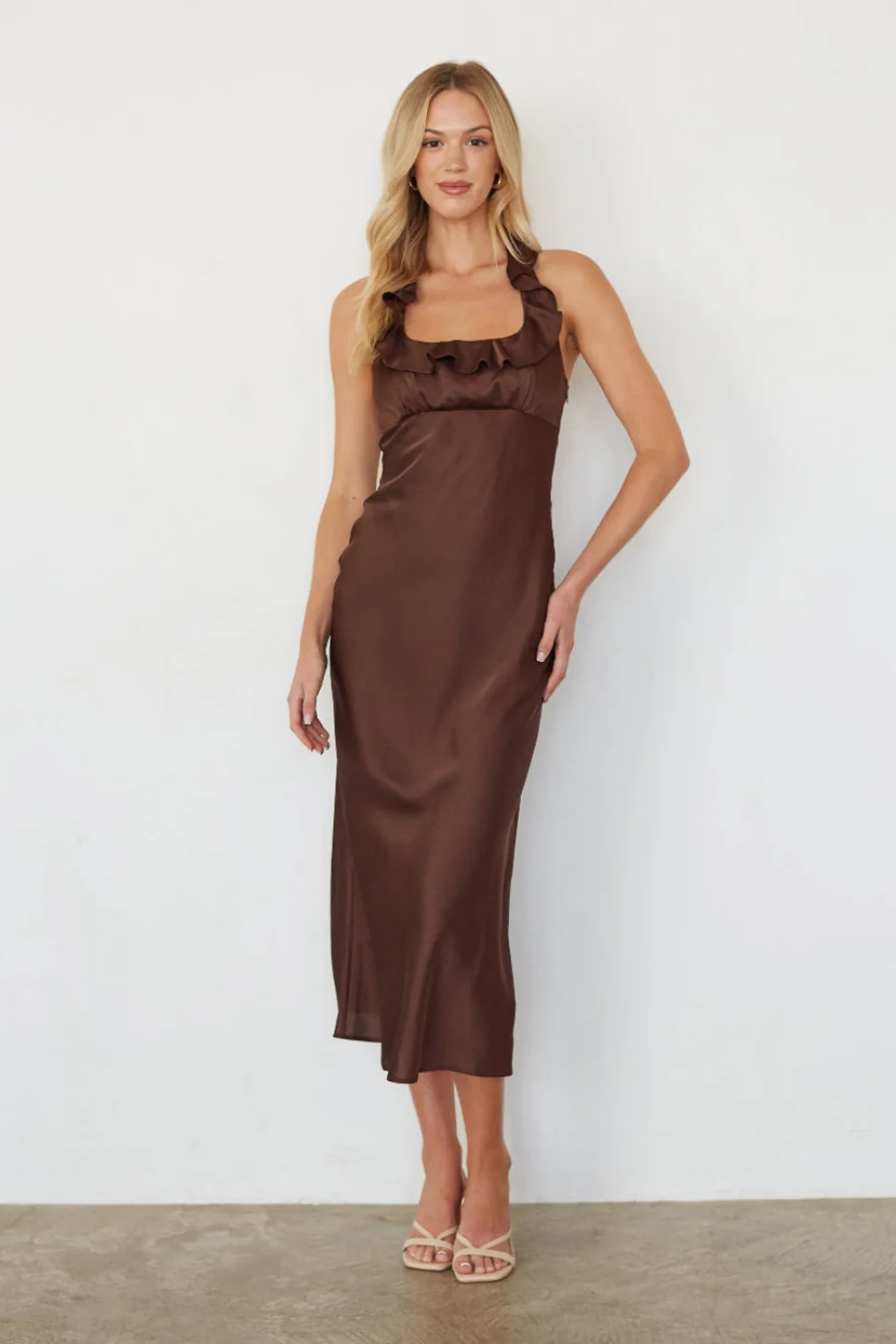 Mika Ruffle Halter Midi Dress